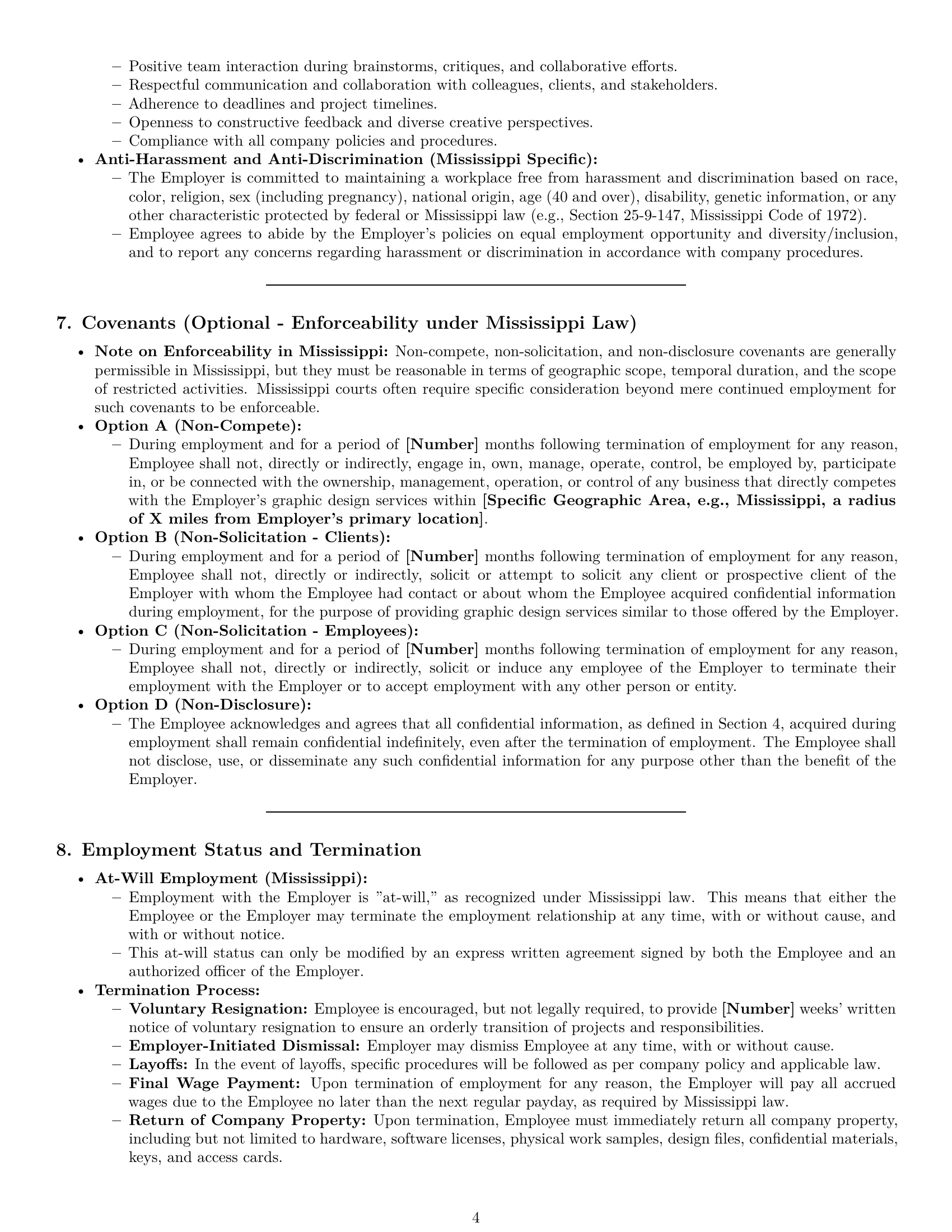 Preview page 4 of Pro Mississippi graphic designer employment contract template