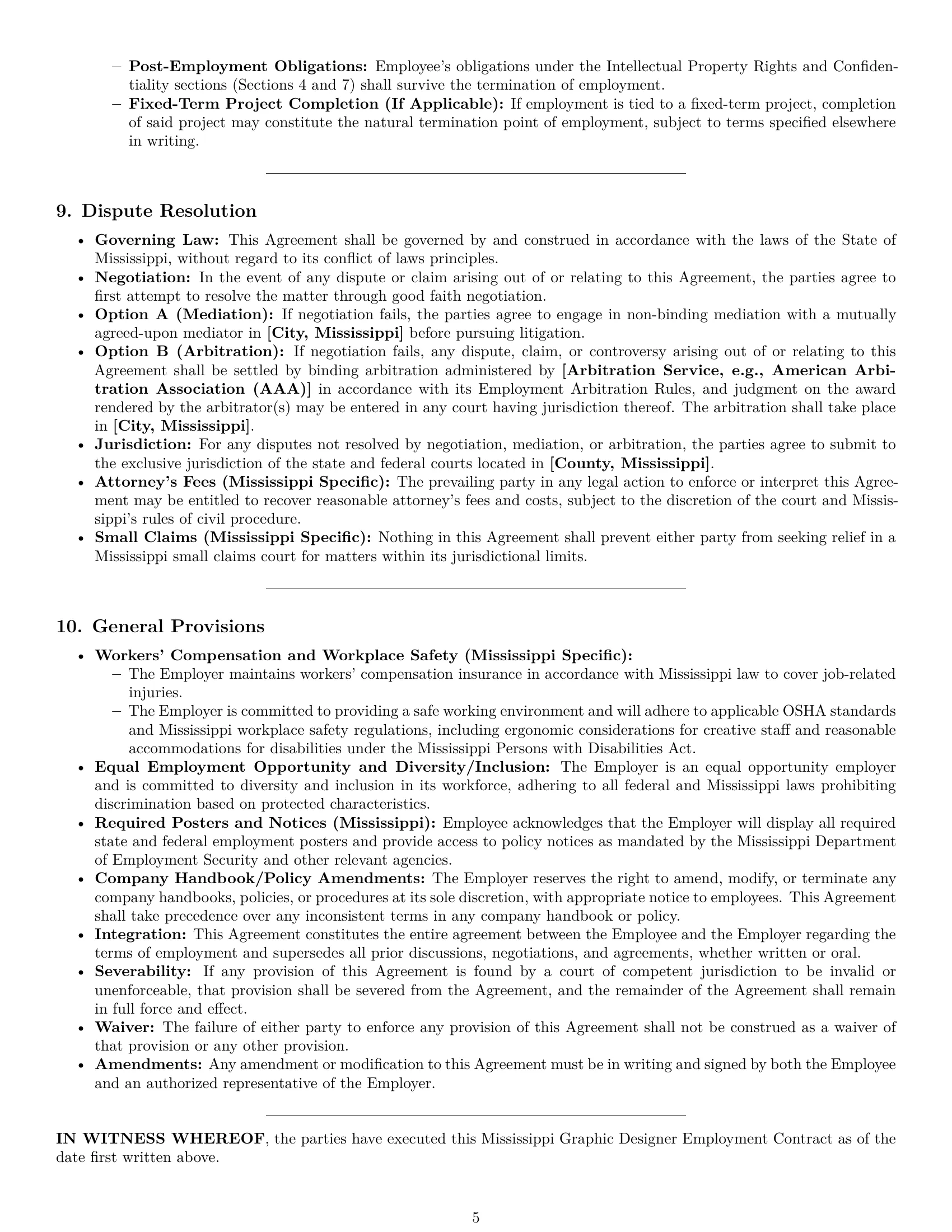 Preview page 5 of Pro Mississippi graphic designer employment contract template