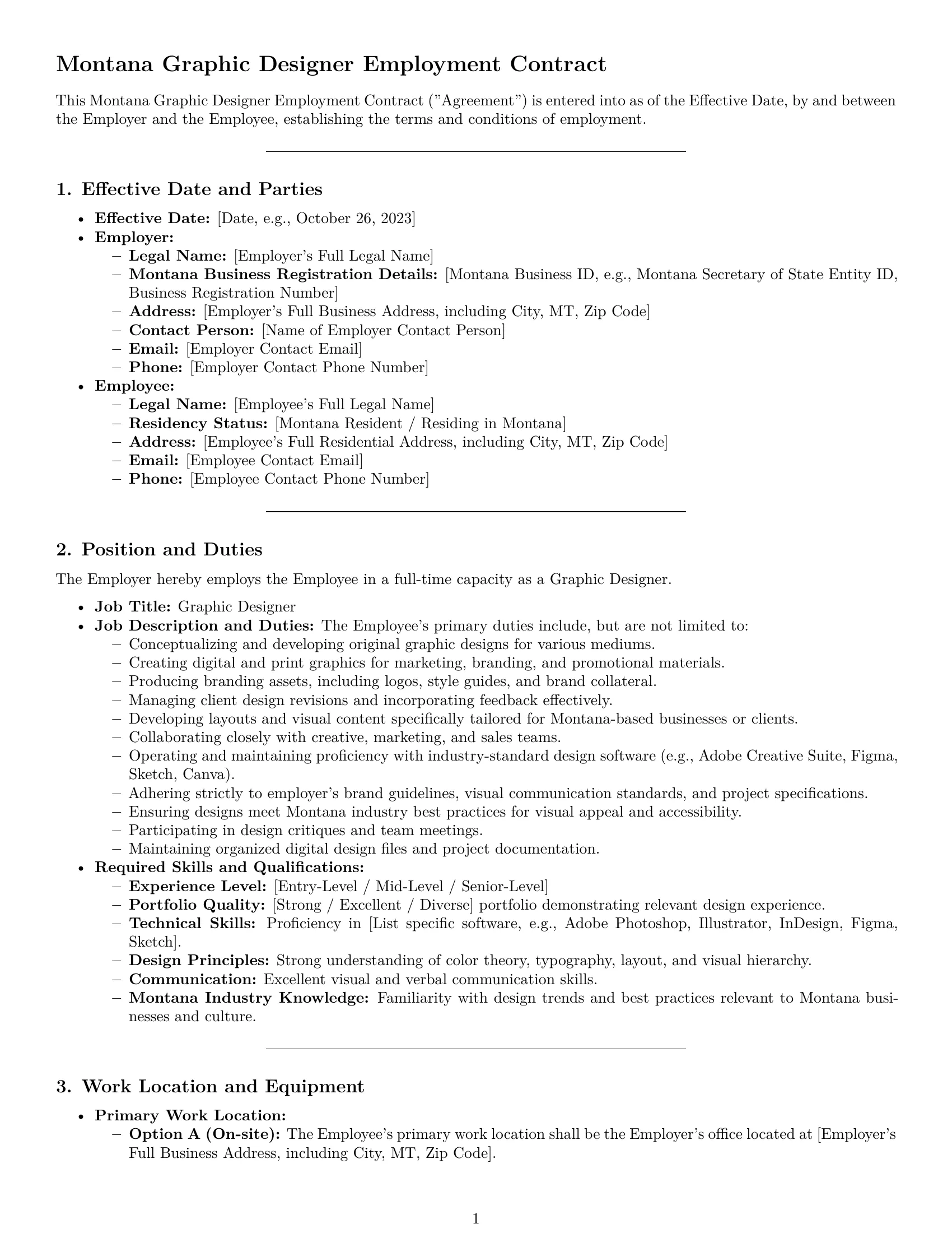 Preview page 1 of Pro Montana graphic designer employment contract template