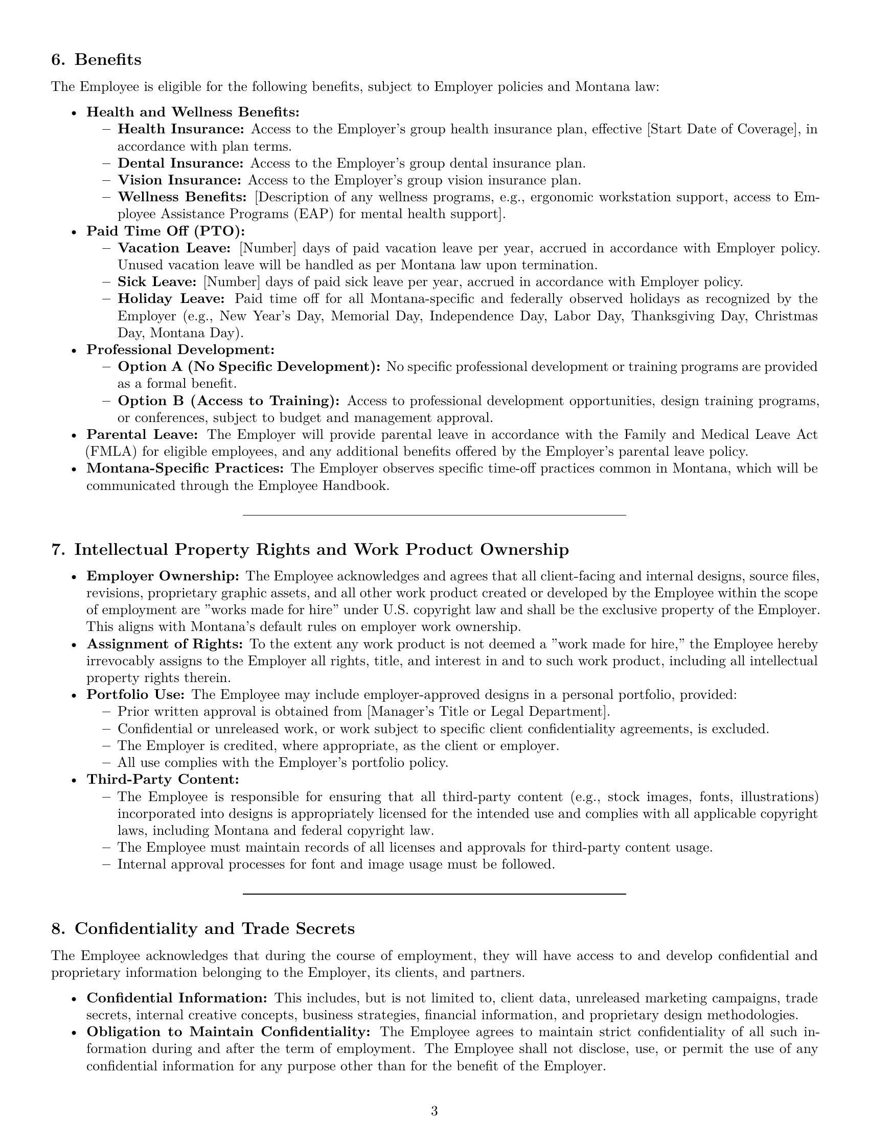 Preview page 3 of Pro Montana graphic designer employment contract template