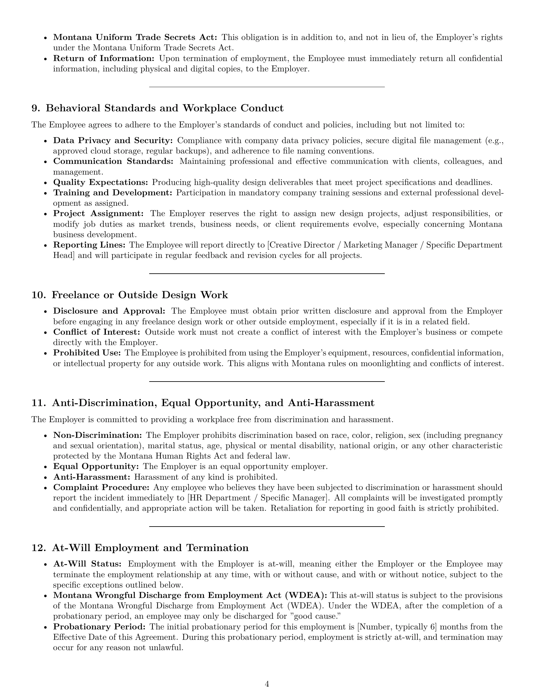Preview page 4 of Pro Montana graphic designer employment contract template