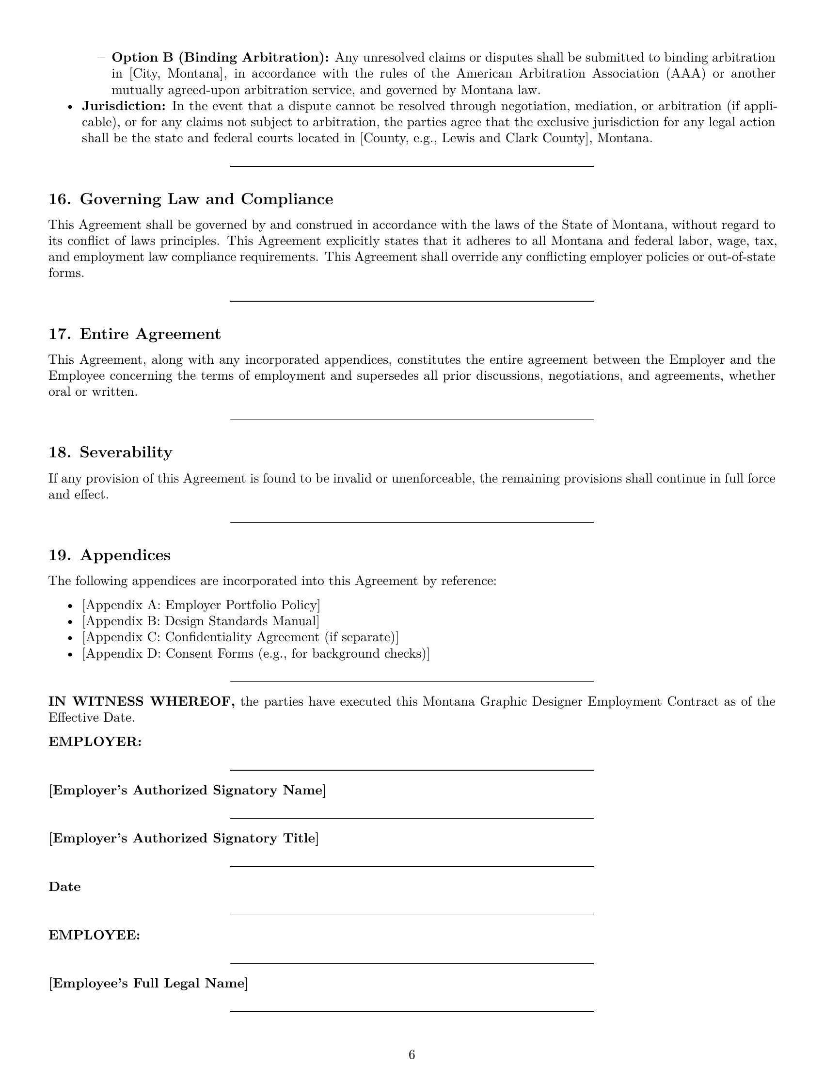 Preview page 6 of Pro Montana graphic designer employment contract template