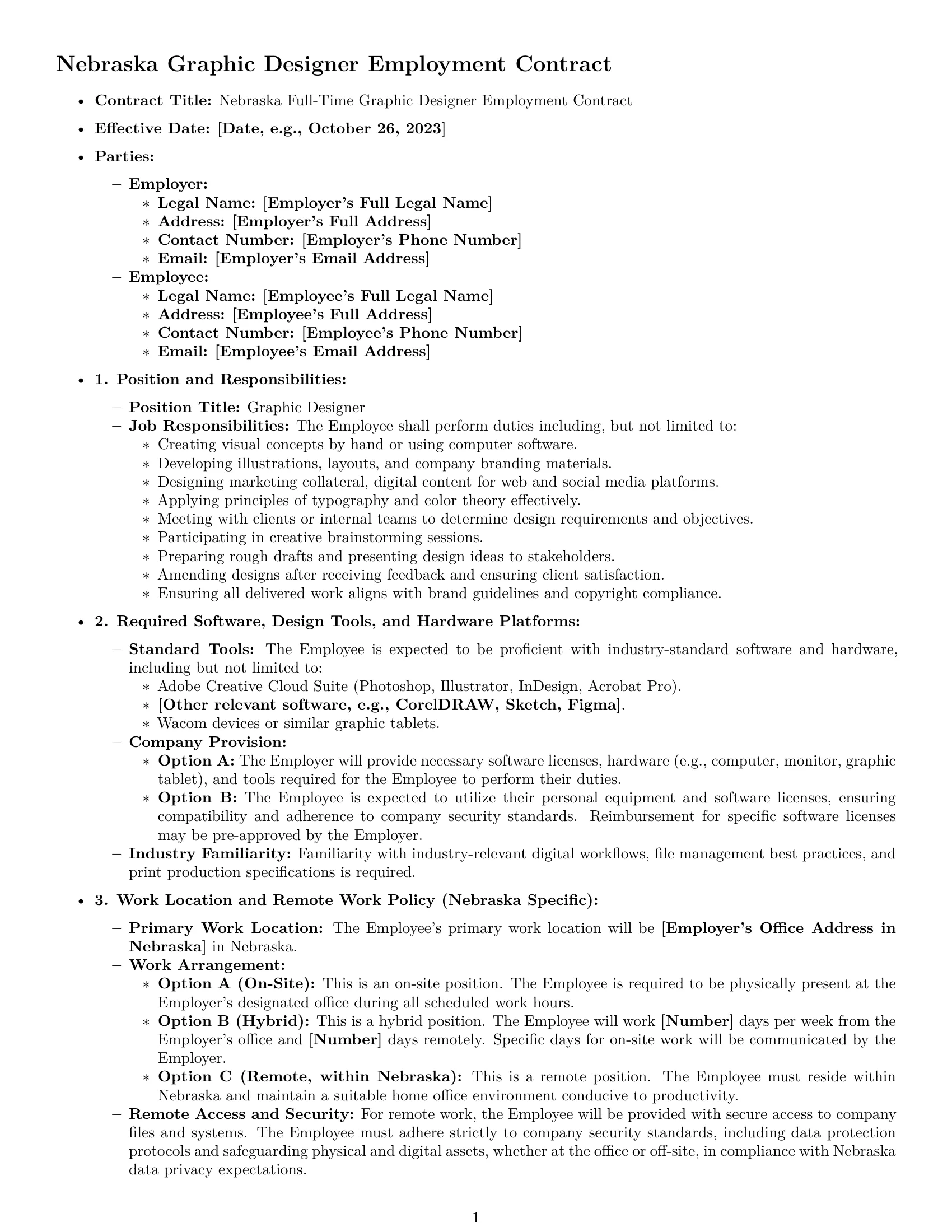 Preview page 1 of Pro Nebraska graphic designer employment contract template