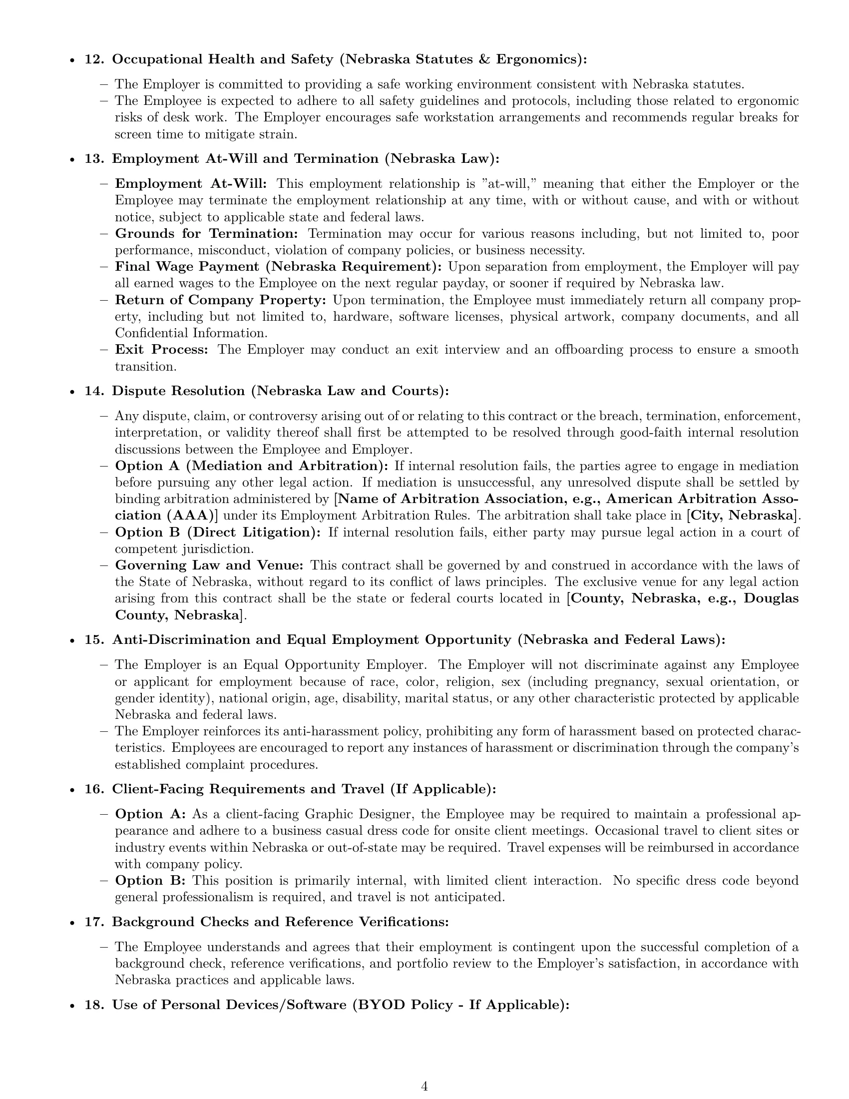 Preview page 4 of Pro Nebraska graphic designer employment contract template