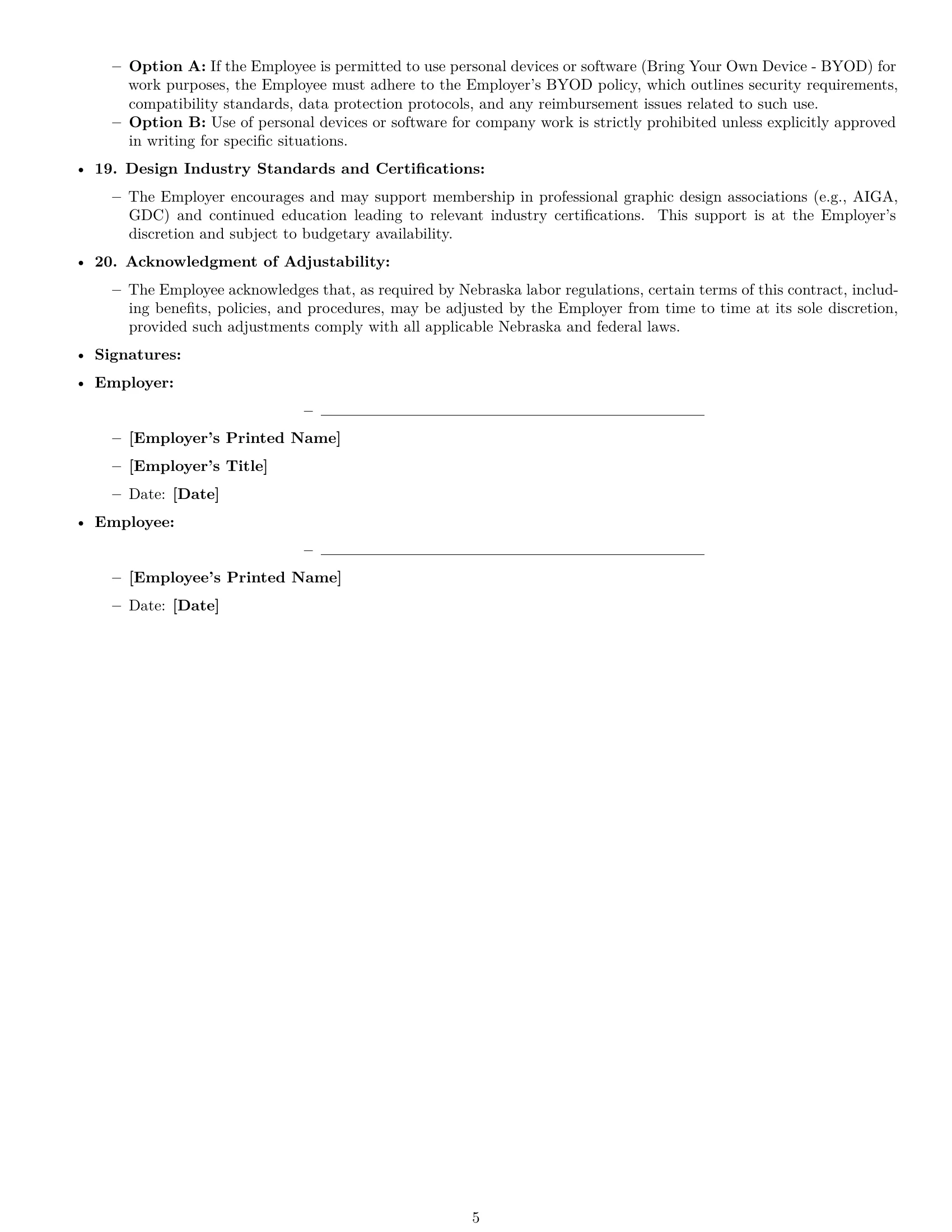 Preview page 5 of Pro Nebraska graphic designer employment contract template