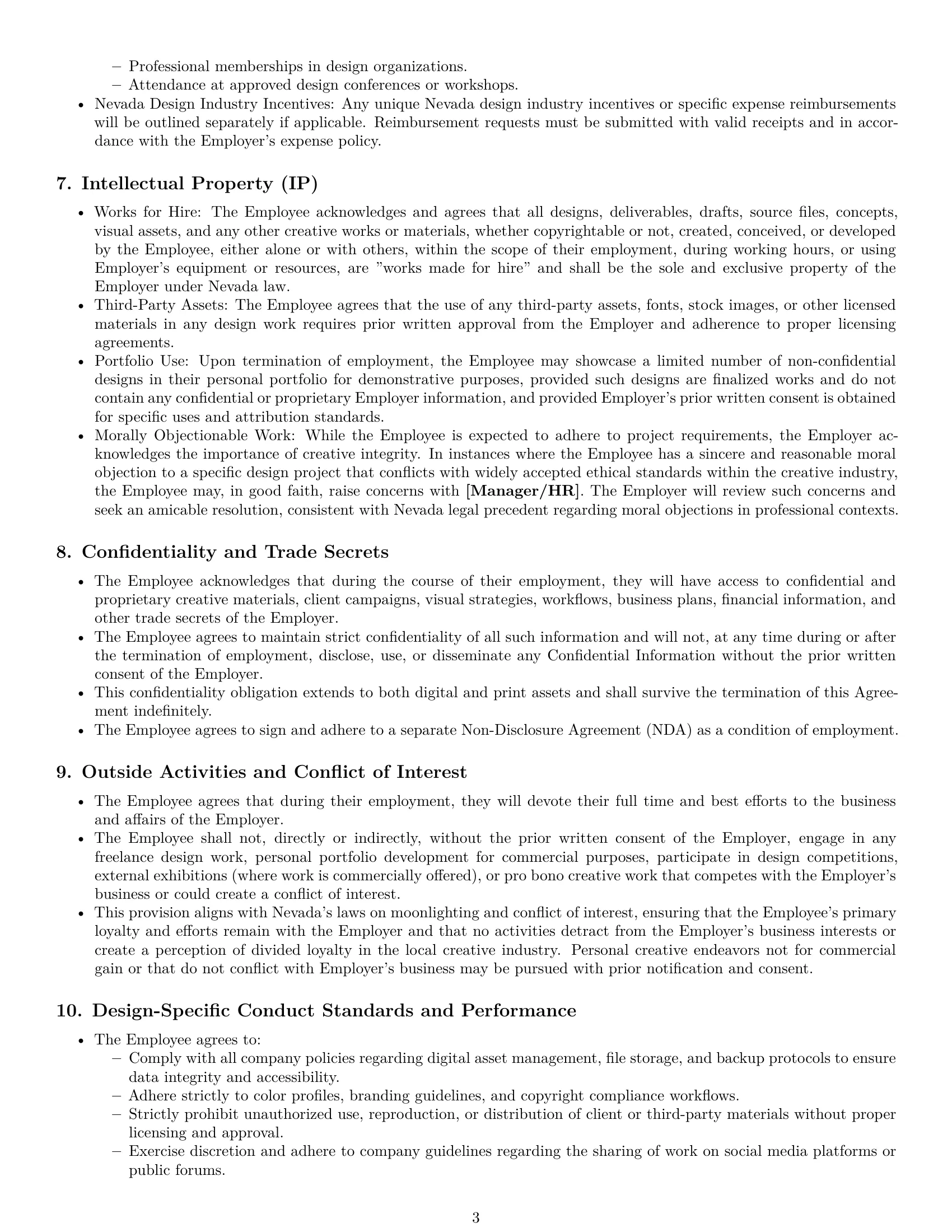 Preview page 3 of Pro Nevada graphic designer employment contract template