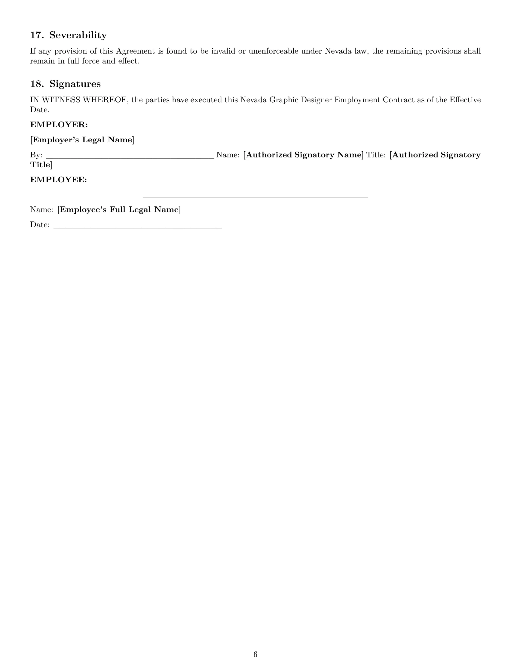 Preview page 6 of Pro Nevada graphic designer employment contract template