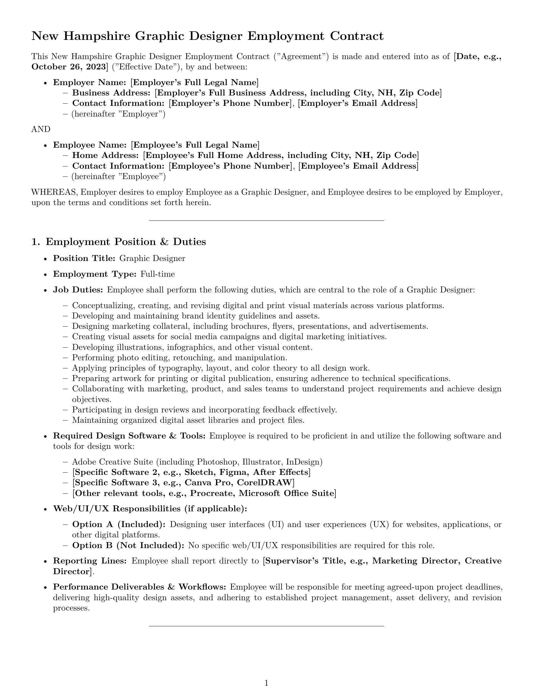 Preview page 1 of Pro New Hampshire graphic designer employment contract template