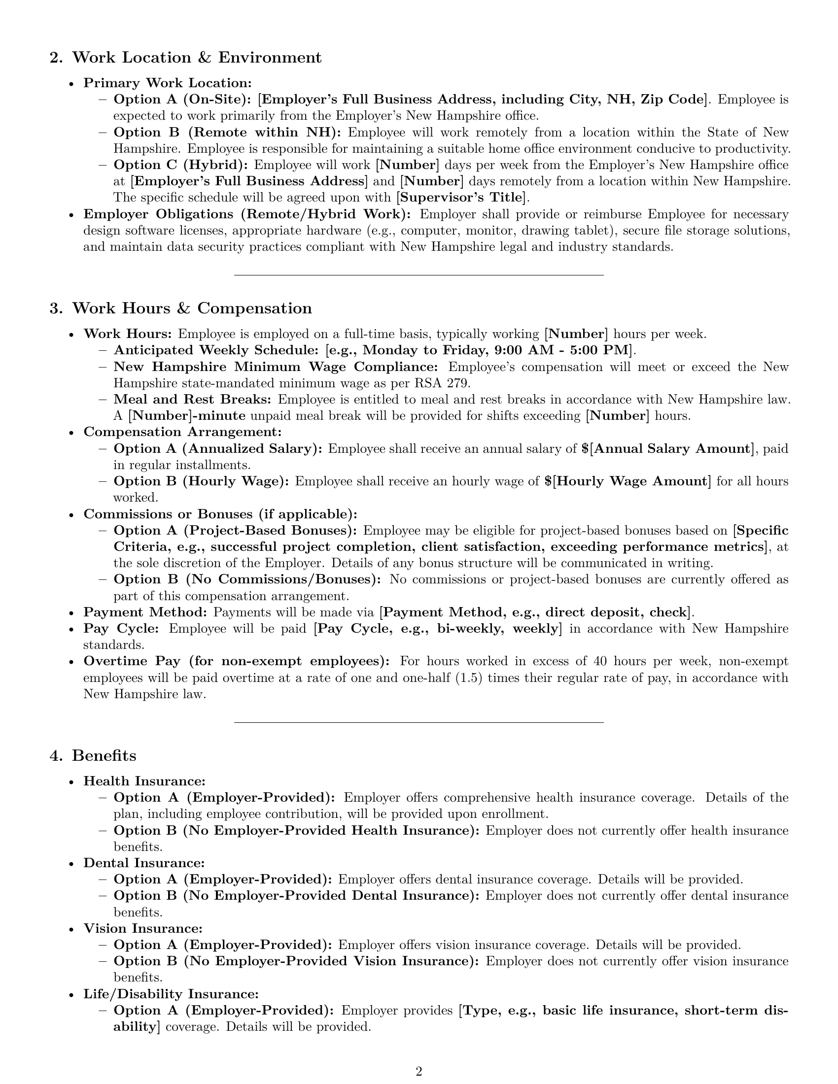 Preview page 2 of Pro New Hampshire graphic designer employment contract template