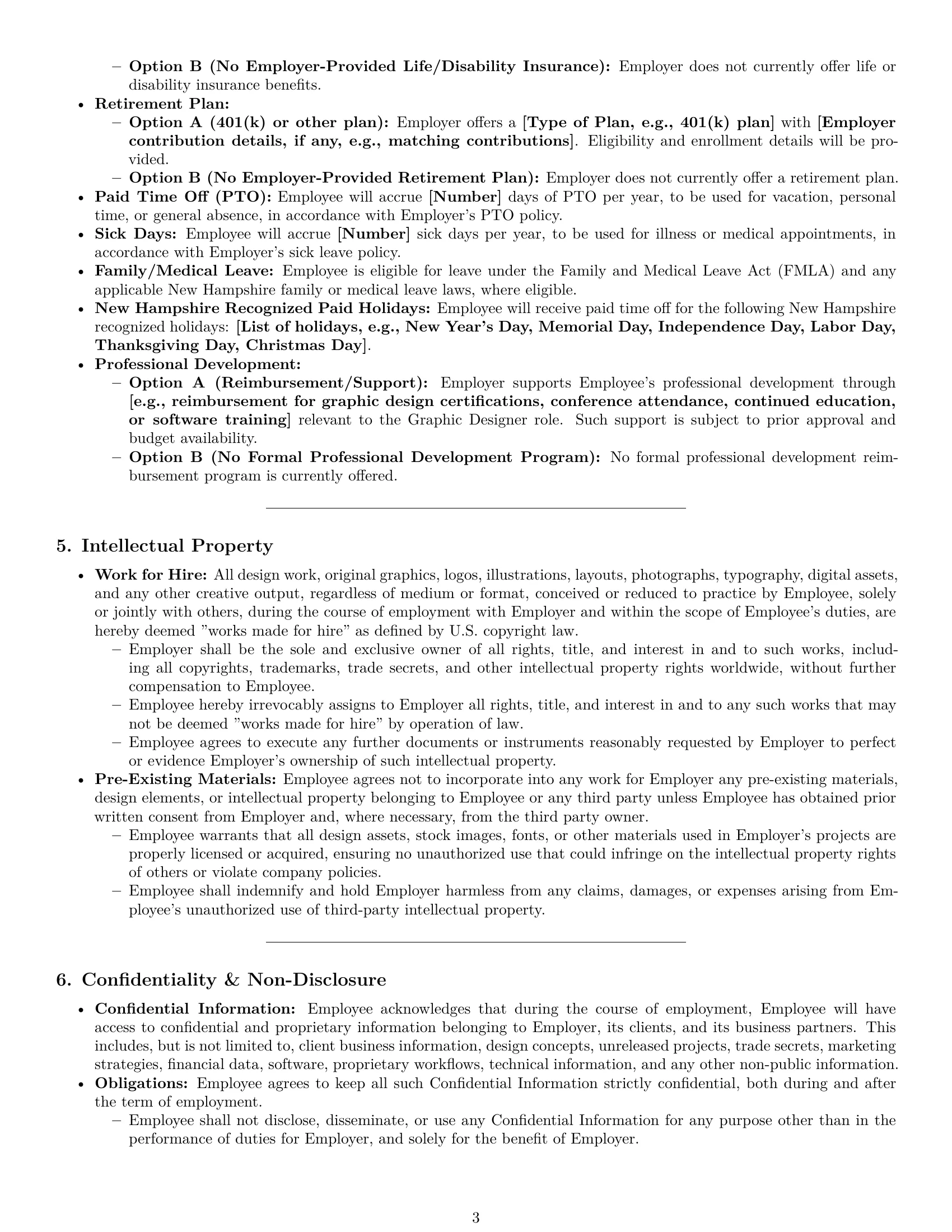 Preview page 3 of Pro New Hampshire graphic designer employment contract template