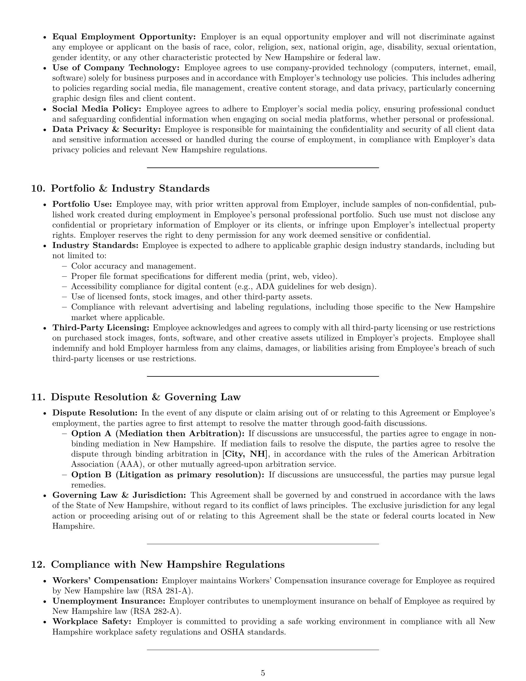 Preview page 5 of Pro New Hampshire graphic designer employment contract template