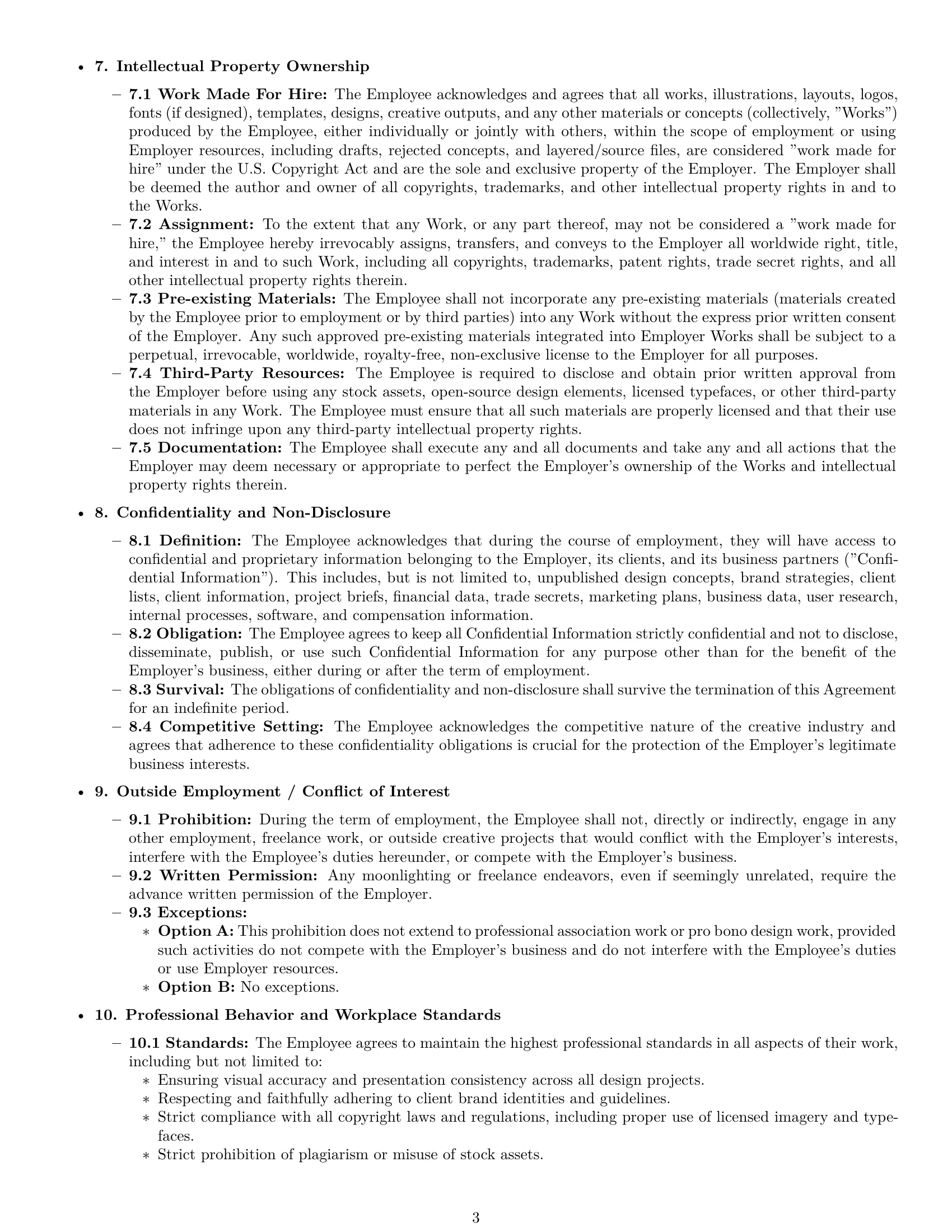 Preview page 3 of Pro Arizona graphic designer employment contract template