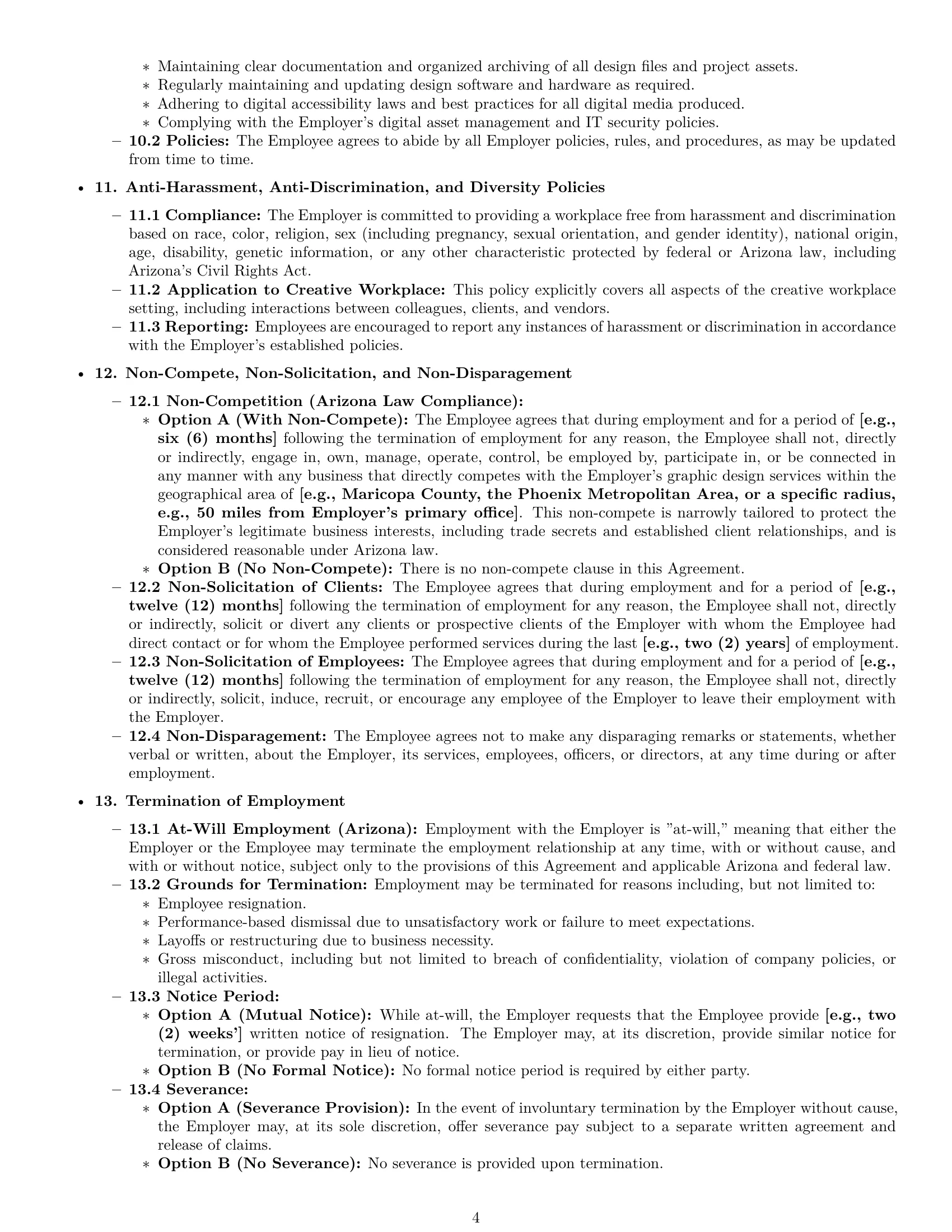 Preview page 4 of Pro Arizona graphic designer employment contract template
