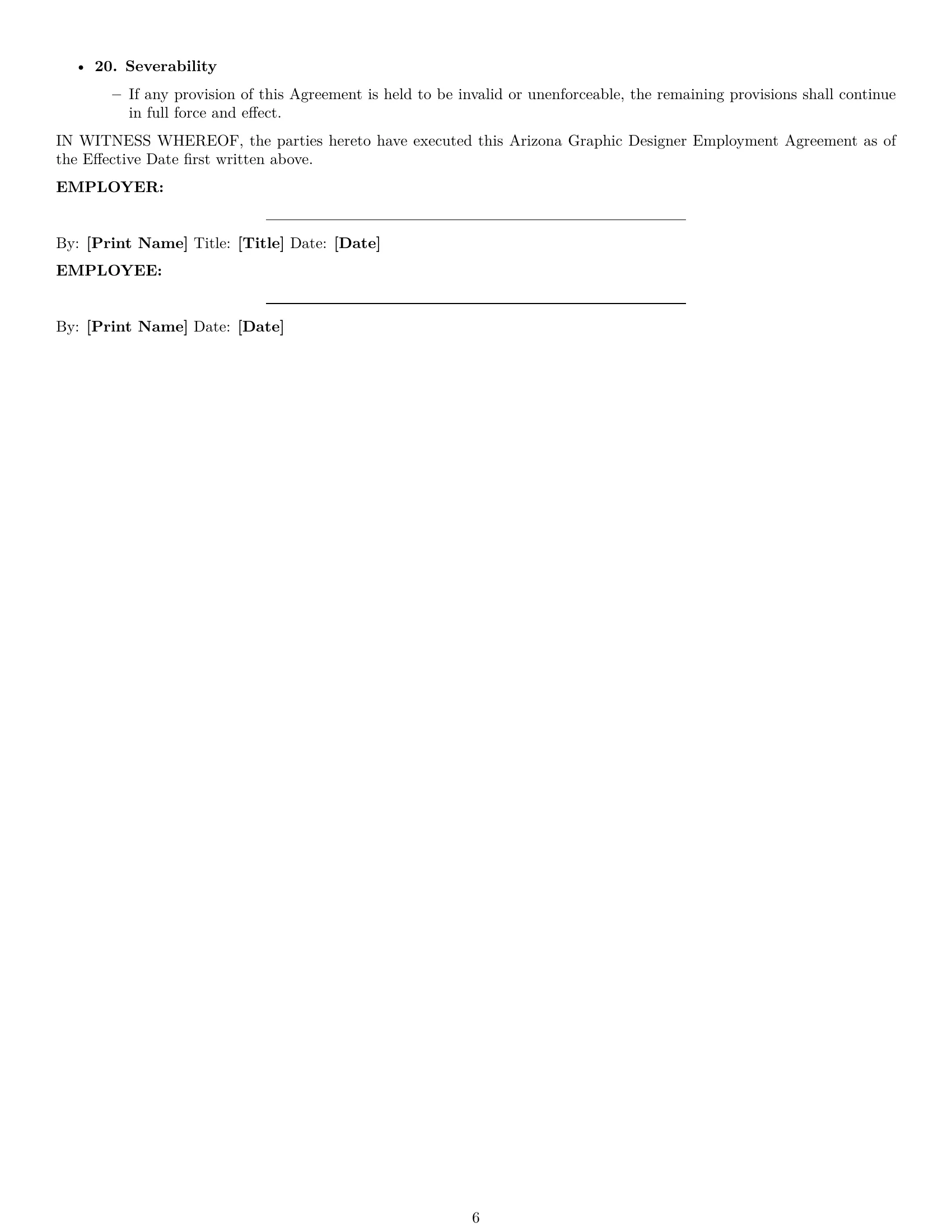 Preview page 6 of Pro Arizona graphic designer employment contract template