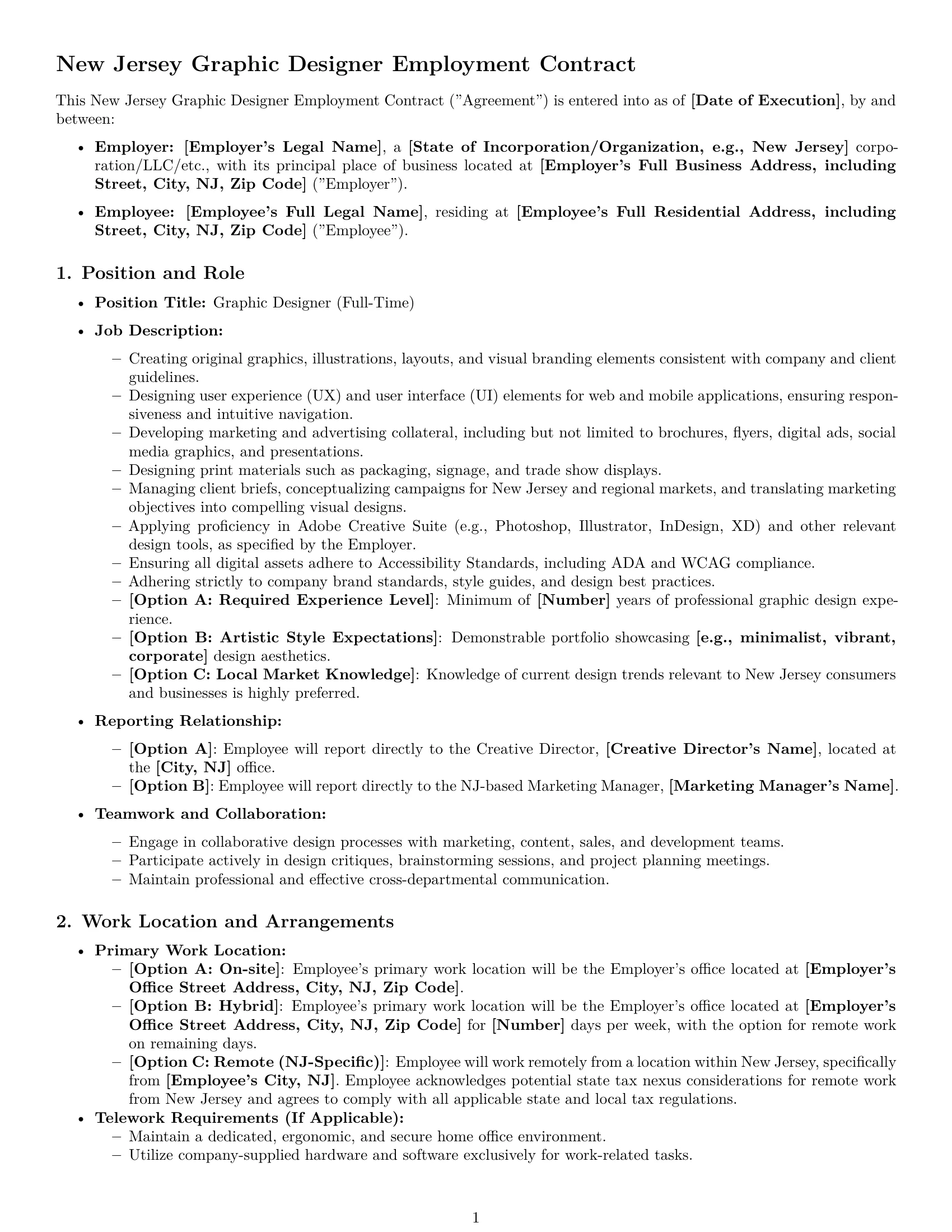 Preview page 1 of Pro New Jersey graphic designer employment contract template