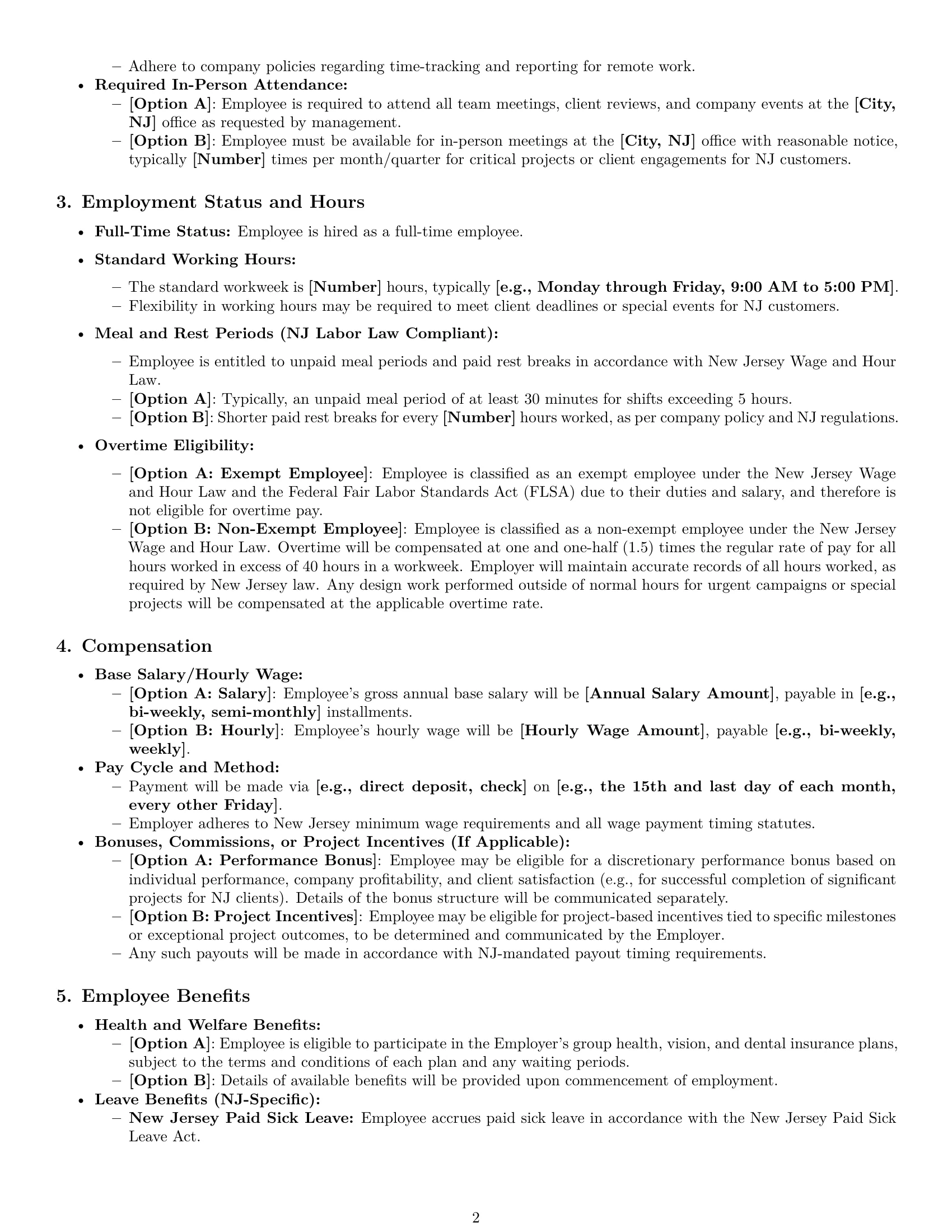 Preview page 2 of Pro New Jersey graphic designer employment contract template