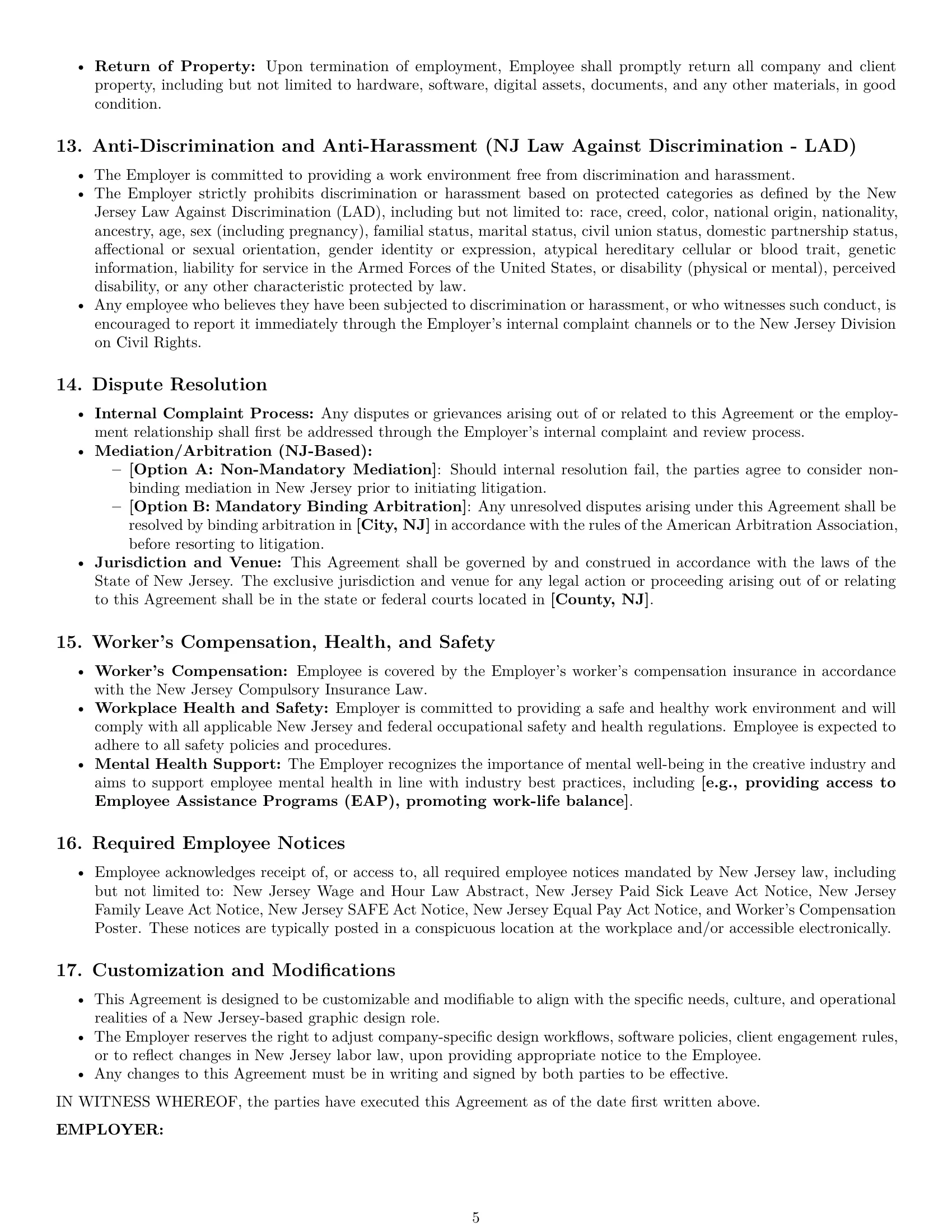 Preview page 5 of Pro New Jersey graphic designer employment contract template