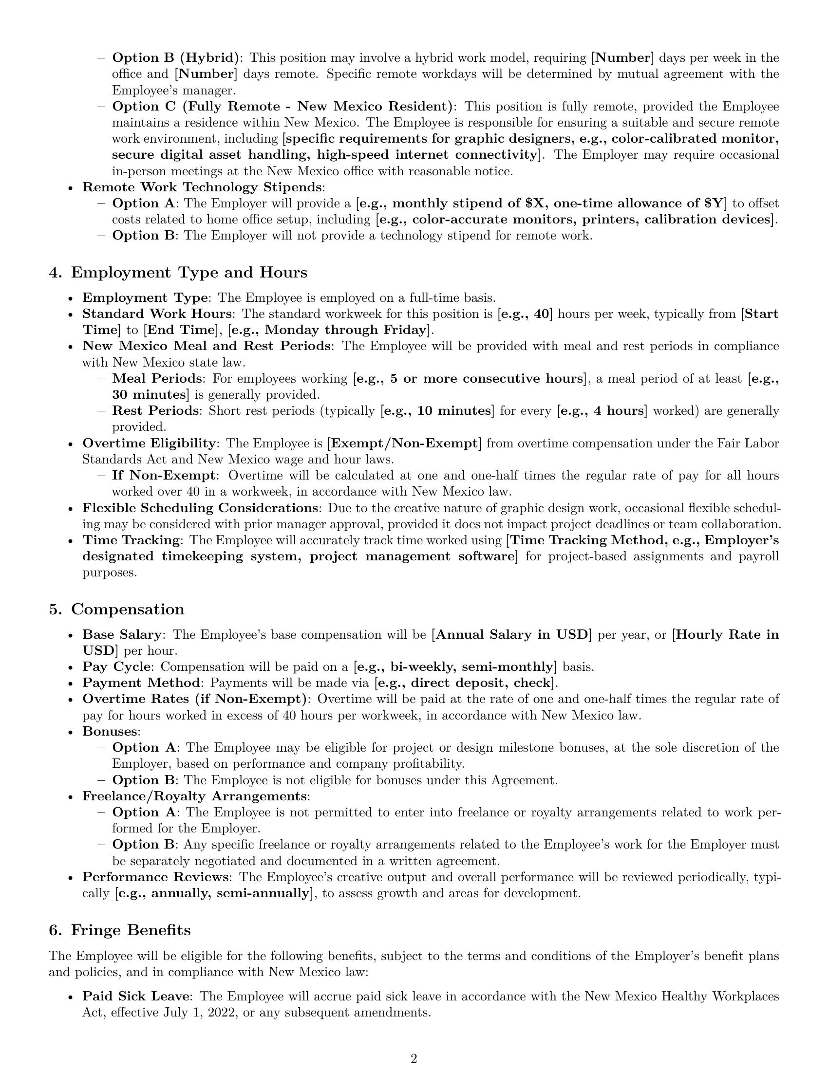Preview page 2 of Pro New Mexico graphic designer employment contract template