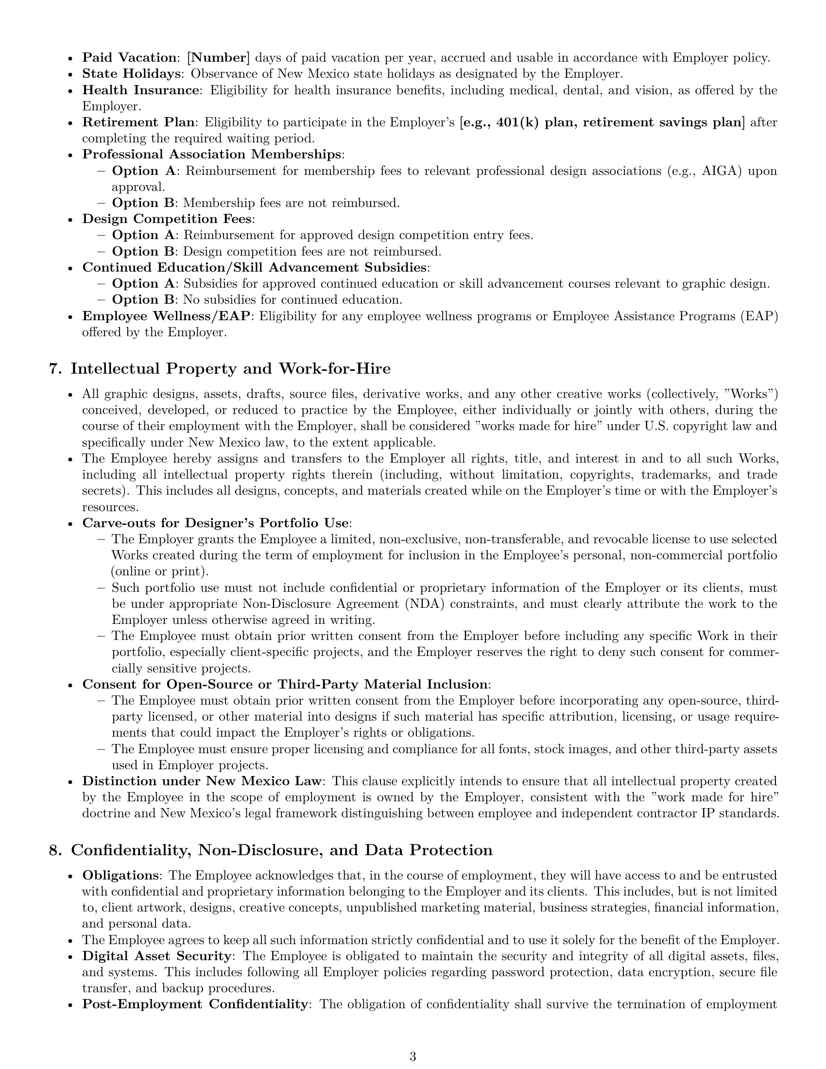 Preview page 3 of Pro New Mexico graphic designer employment contract template