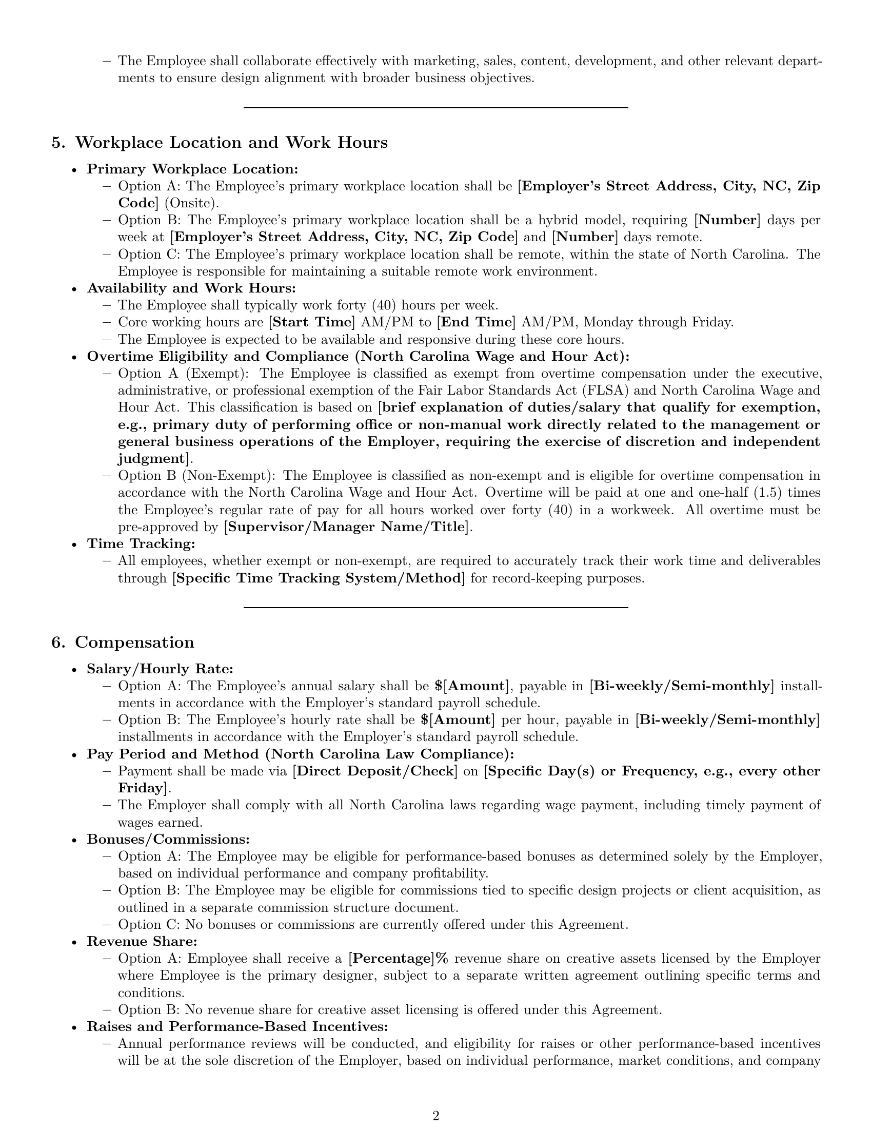 Preview page 2 of Pro North Carolina graphic designer employment contract template