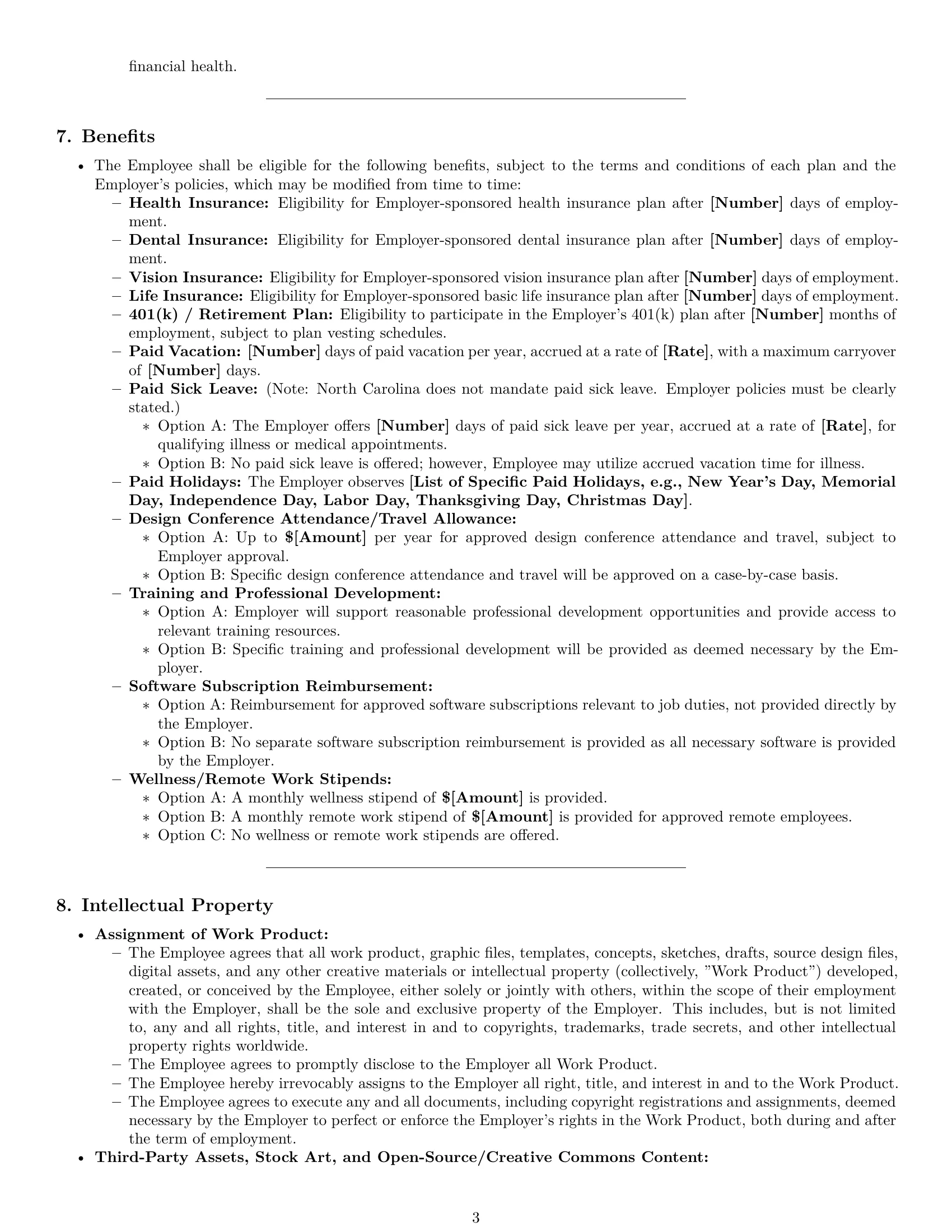 Preview page 3 of Pro North Carolina graphic designer employment contract template