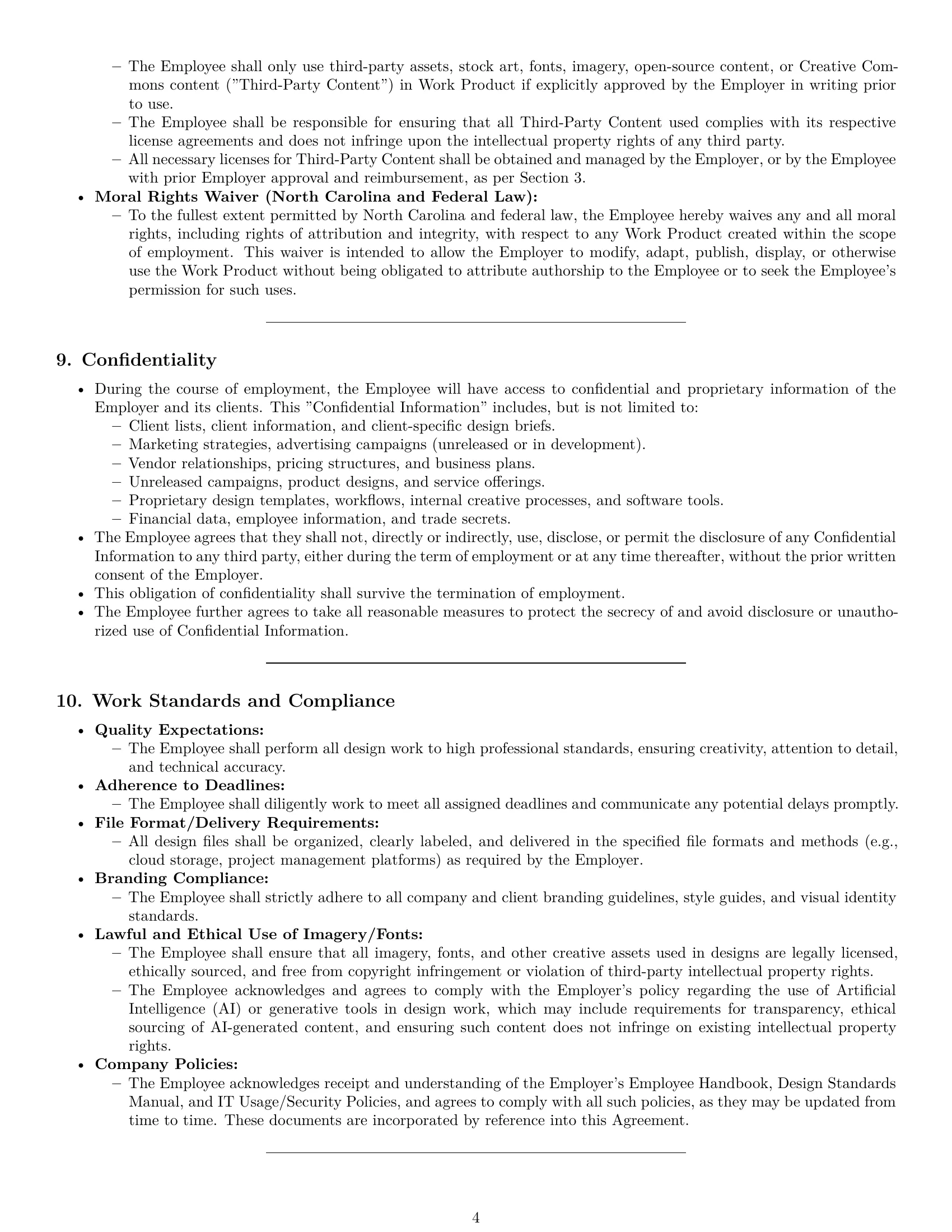 Preview page 4 of Pro North Carolina graphic designer employment contract template