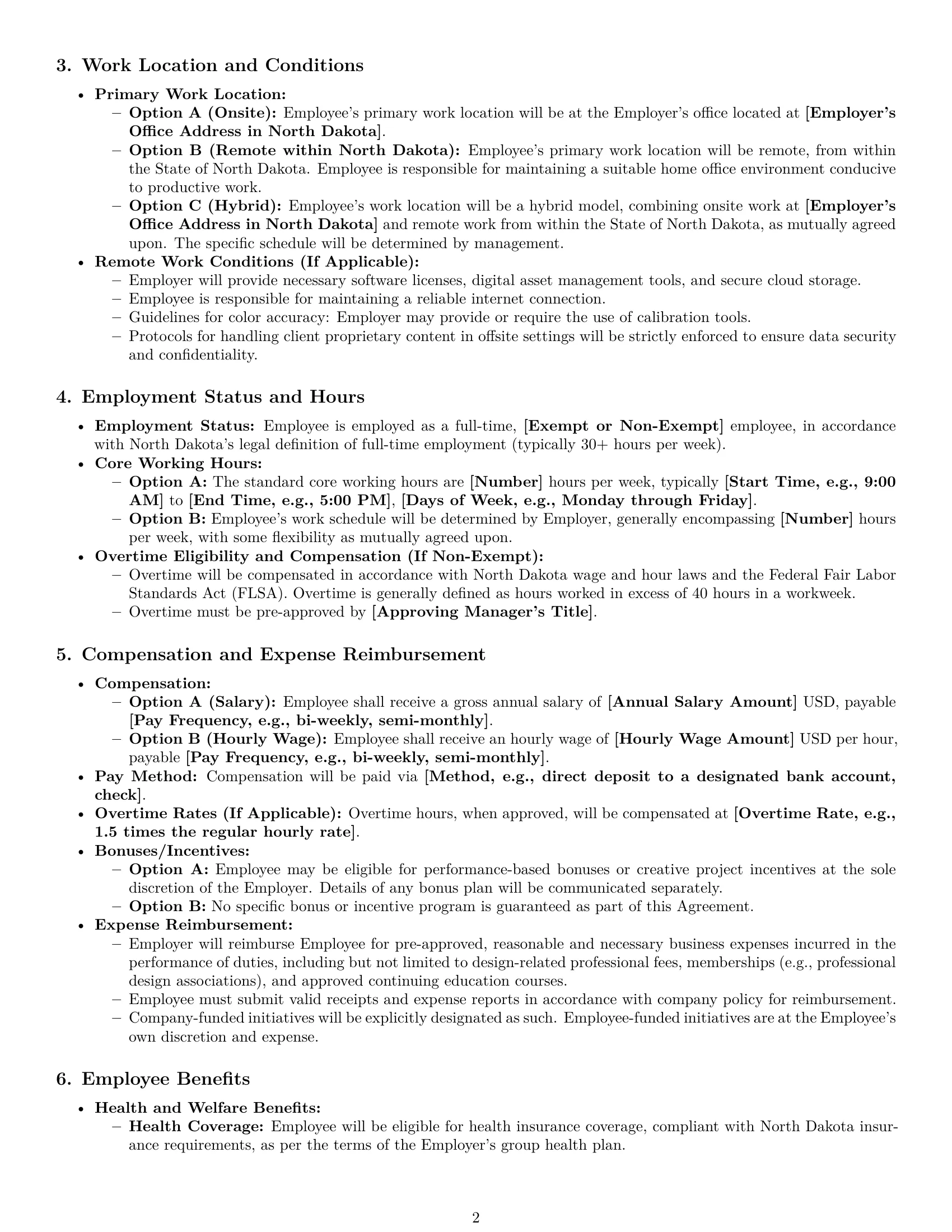 Preview page 2 of Pro North Dakota graphic designer employment contract template