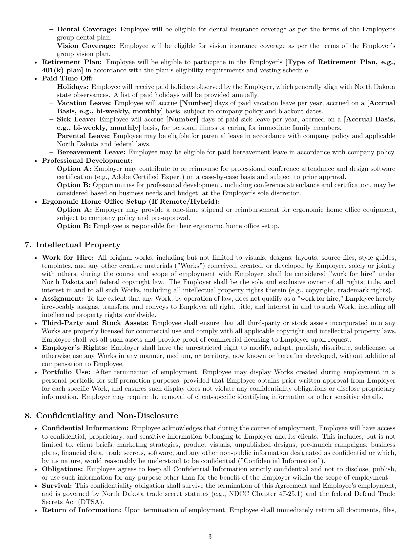 Preview page 3 of Pro North Dakota graphic designer employment contract template