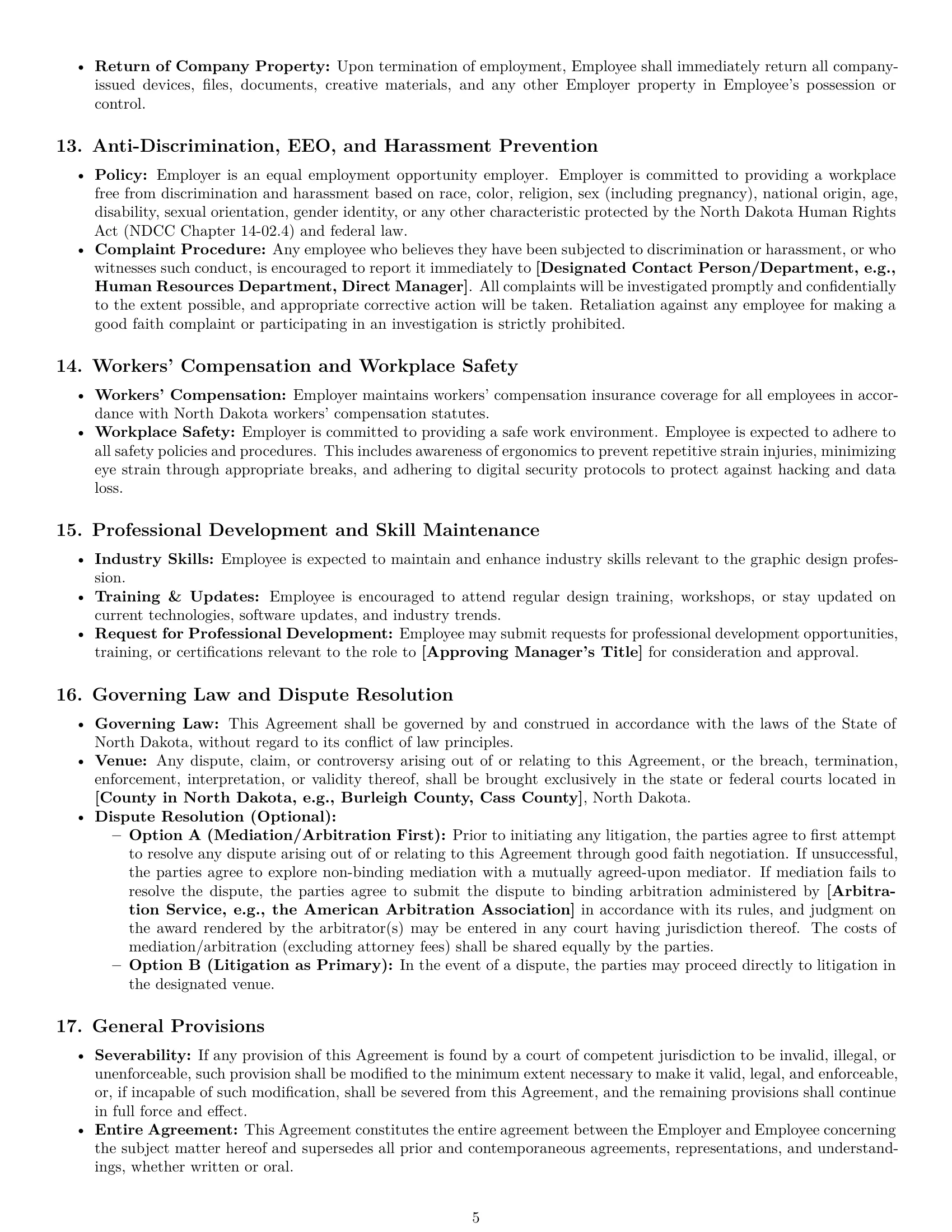 Preview page 5 of Pro North Dakota graphic designer employment contract template