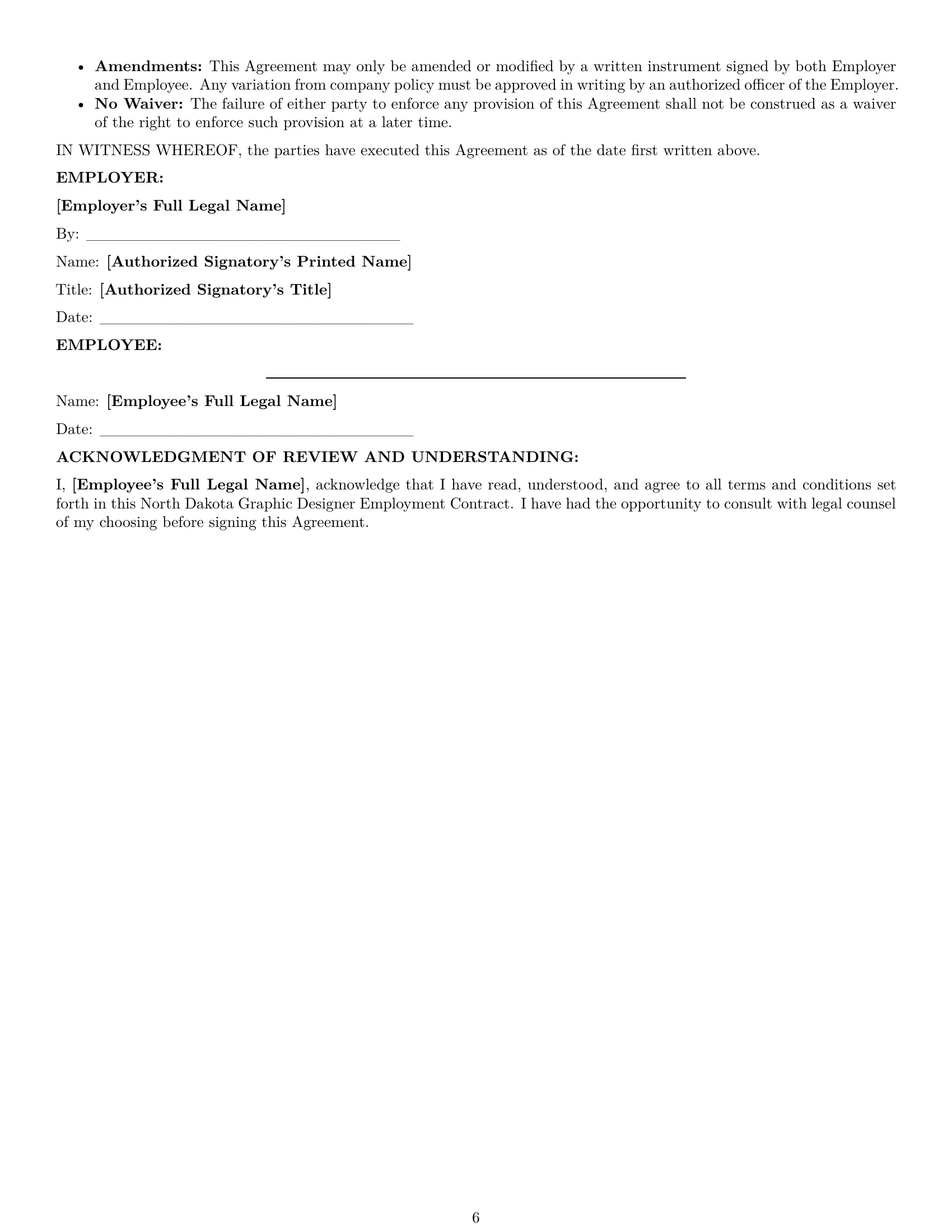 Preview page 6 of Pro North Dakota graphic designer employment contract template
