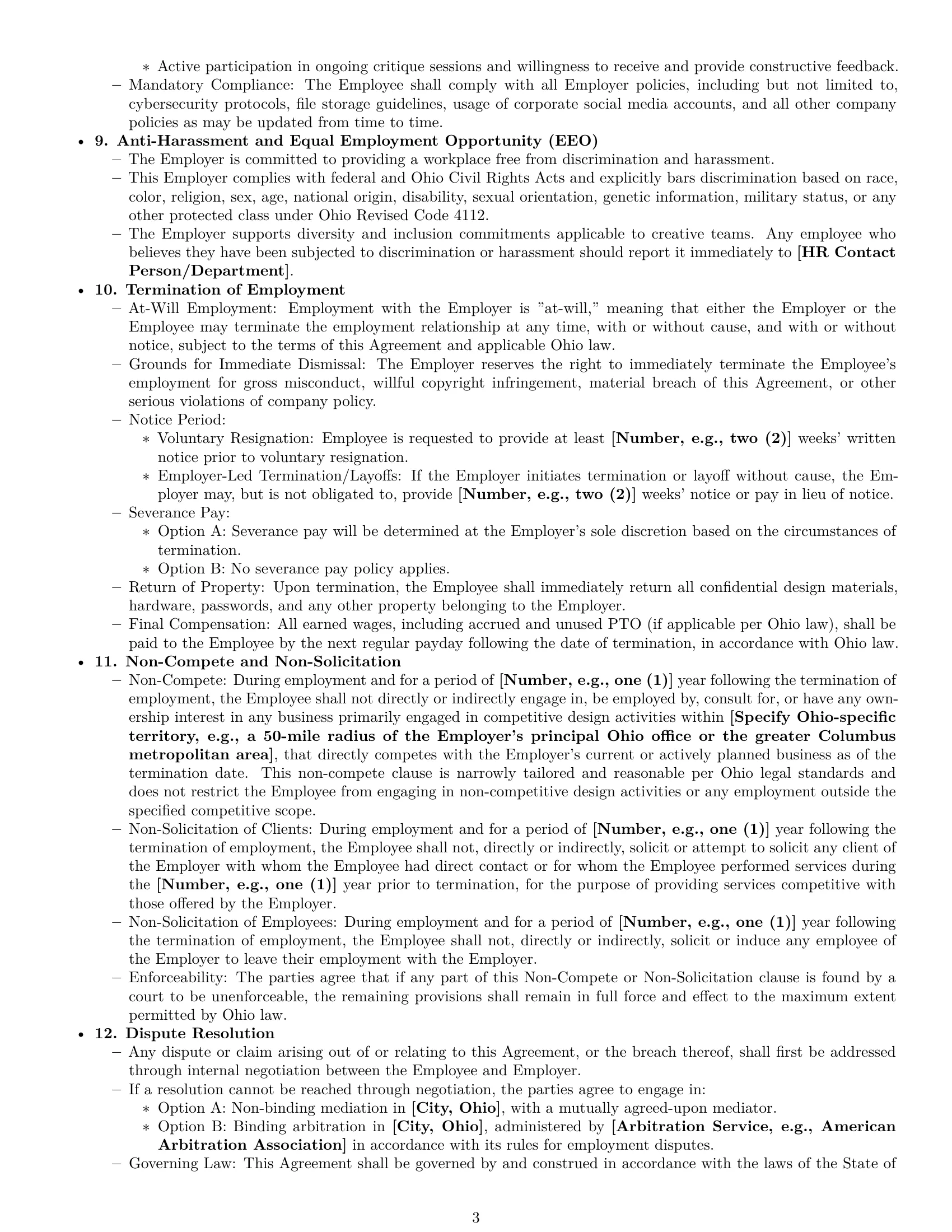 Preview page 3 of Pro Ohio graphic designer employment contract template