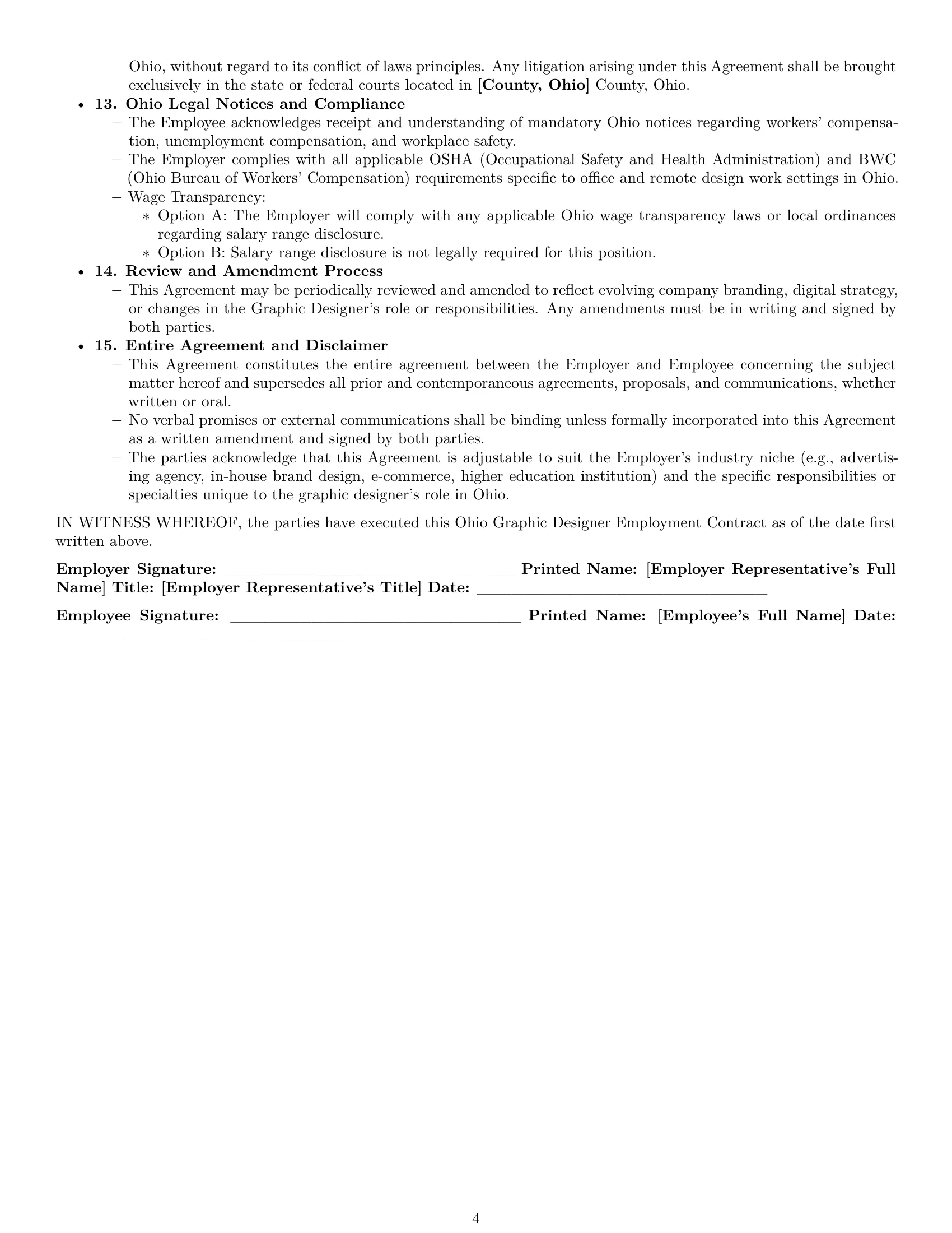 Preview page 4 of Pro Ohio graphic designer employment contract template