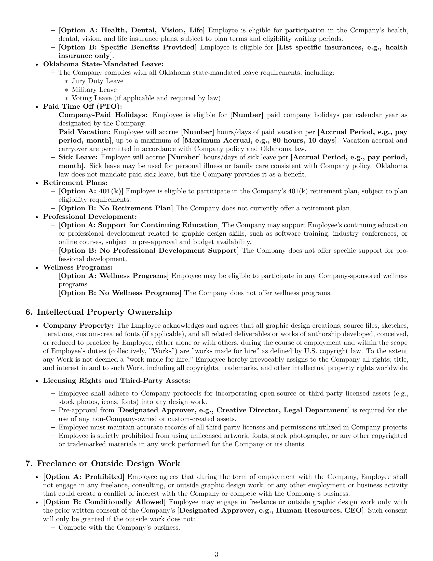 Preview page 3 of Pro Oklahoma graphic designer employment contract template