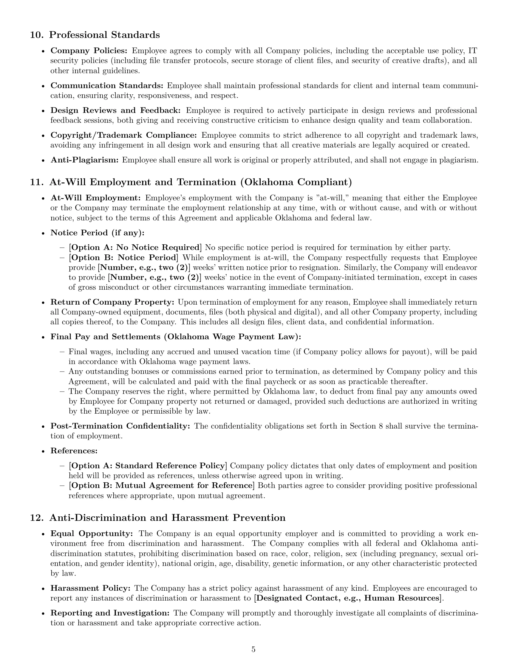 Preview page 5 of Pro Oklahoma graphic designer employment contract template