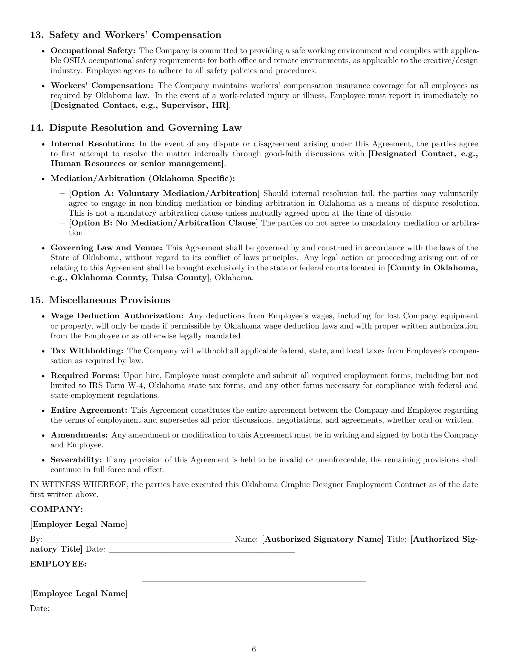 Preview page 6 of Pro Oklahoma graphic designer employment contract template