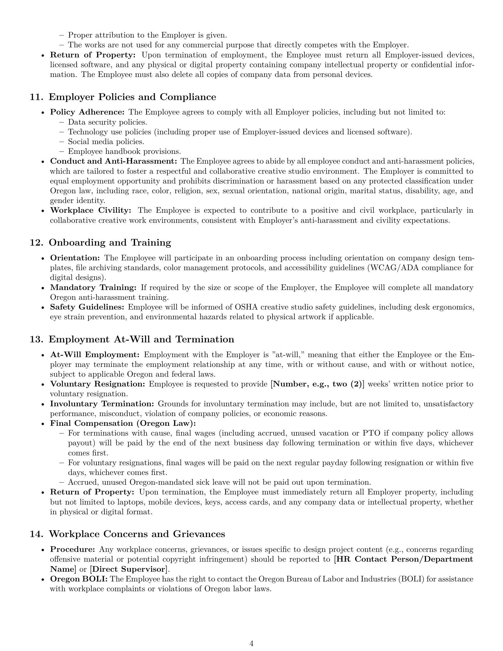 Preview page 4 of Pro Oregon graphic designer employment contract template