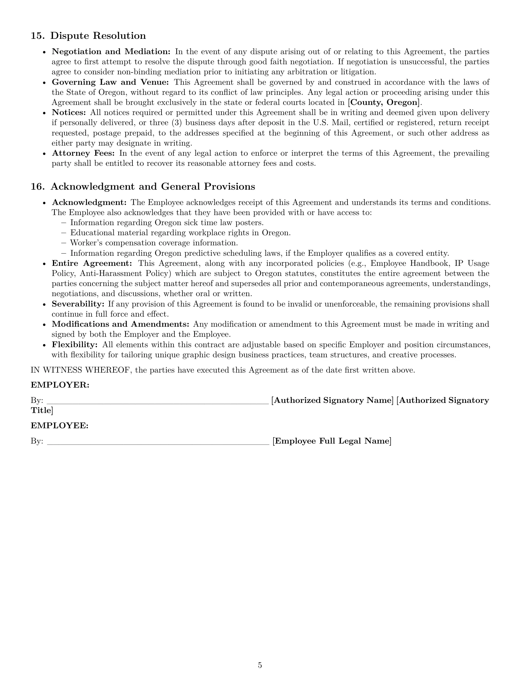 Preview page 5 of Pro Oregon graphic designer employment contract template