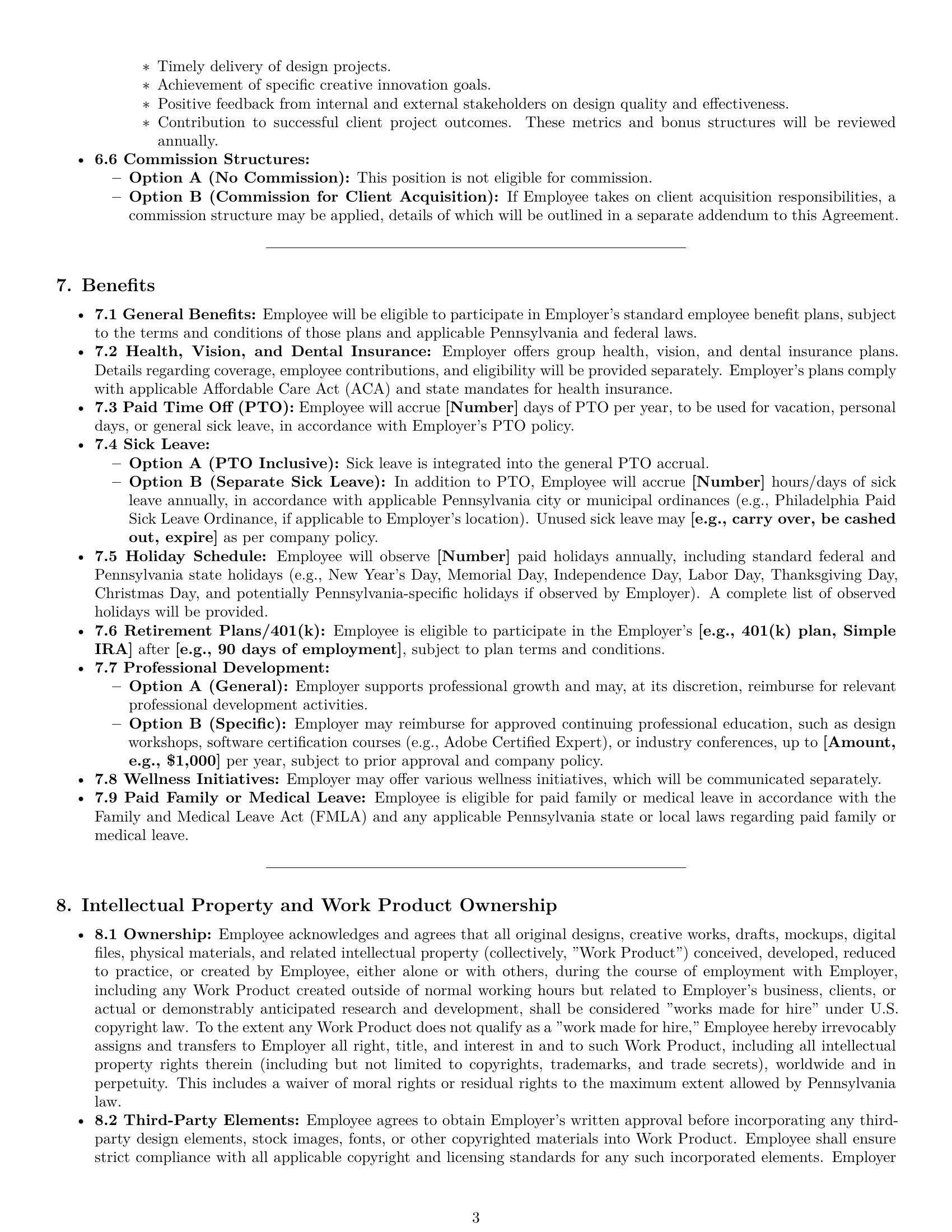 Preview page 3 of Pro Pennsylvania graphic designer employment contract template