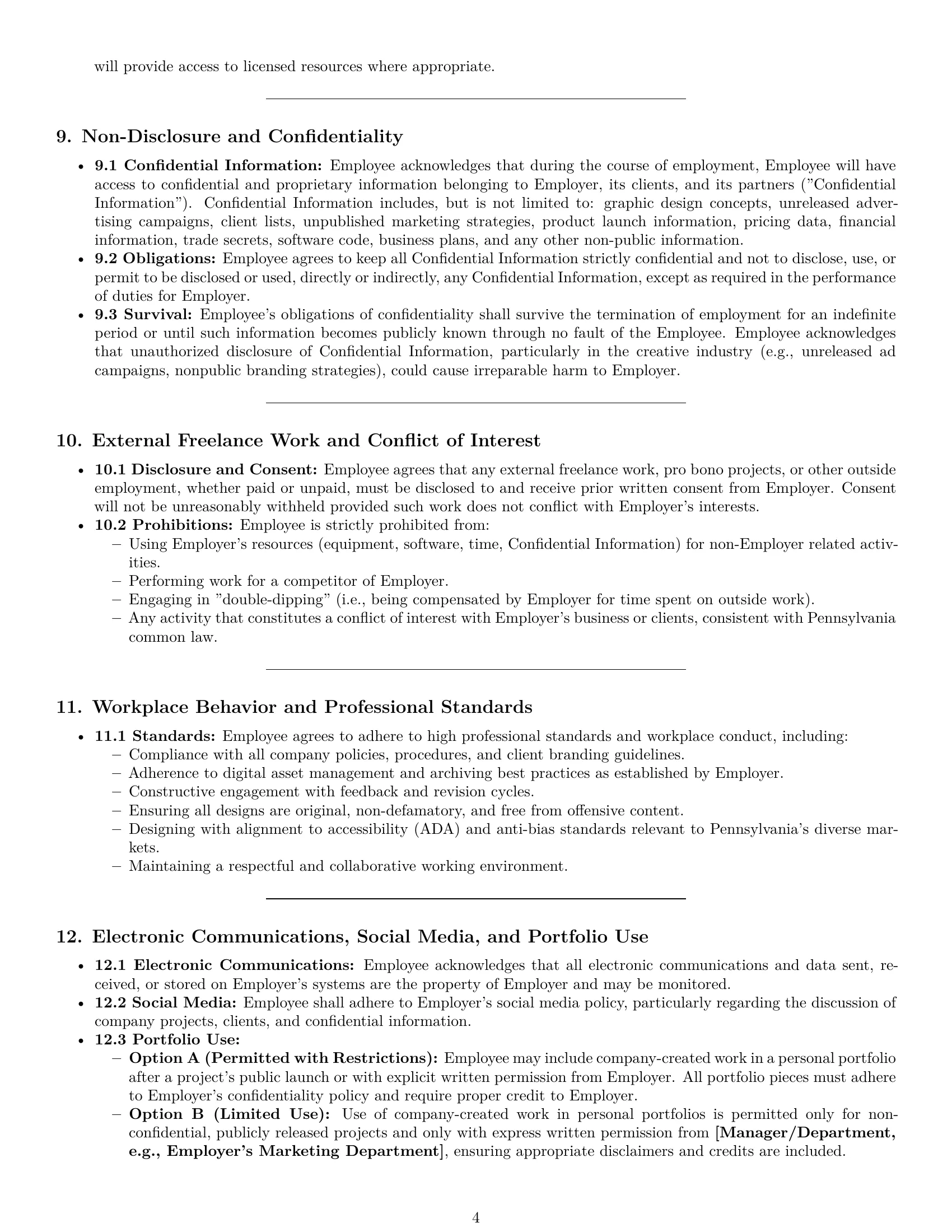Preview page 4 of Pro Pennsylvania graphic designer employment contract template