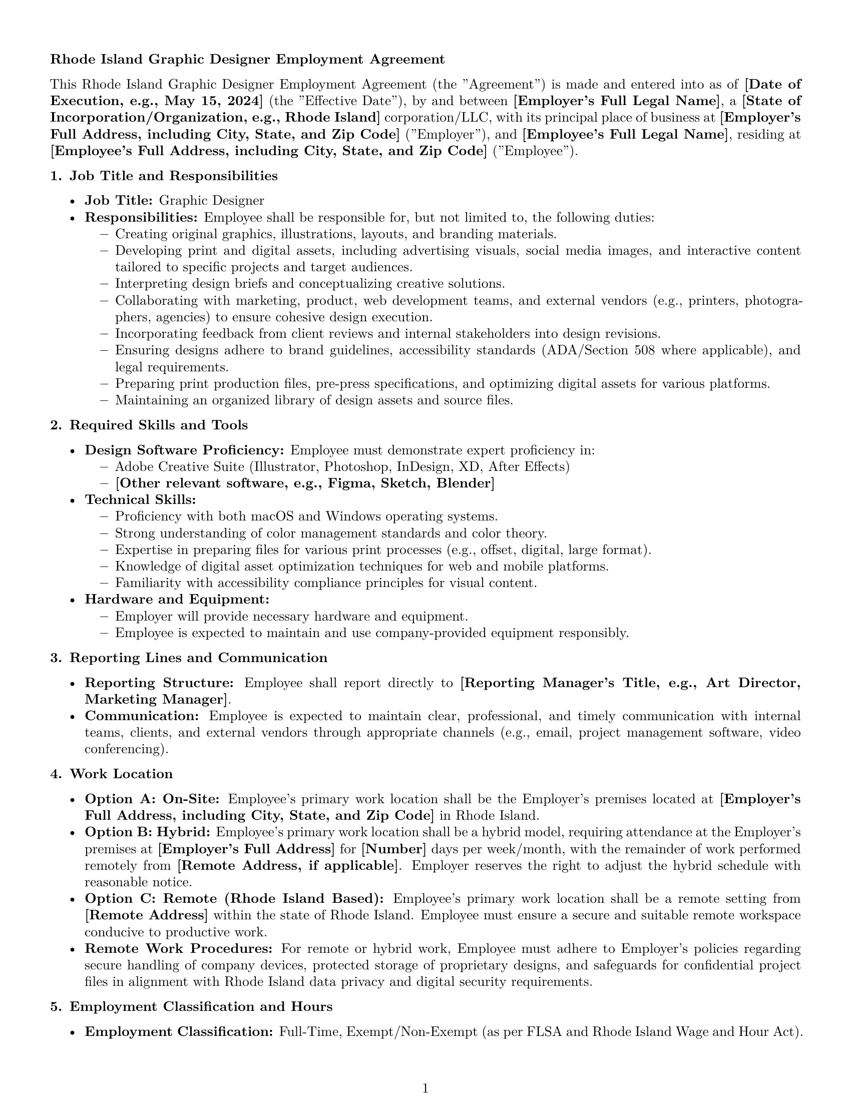 Preview page 1 of Pro Rhode Island graphic designer employment contract template