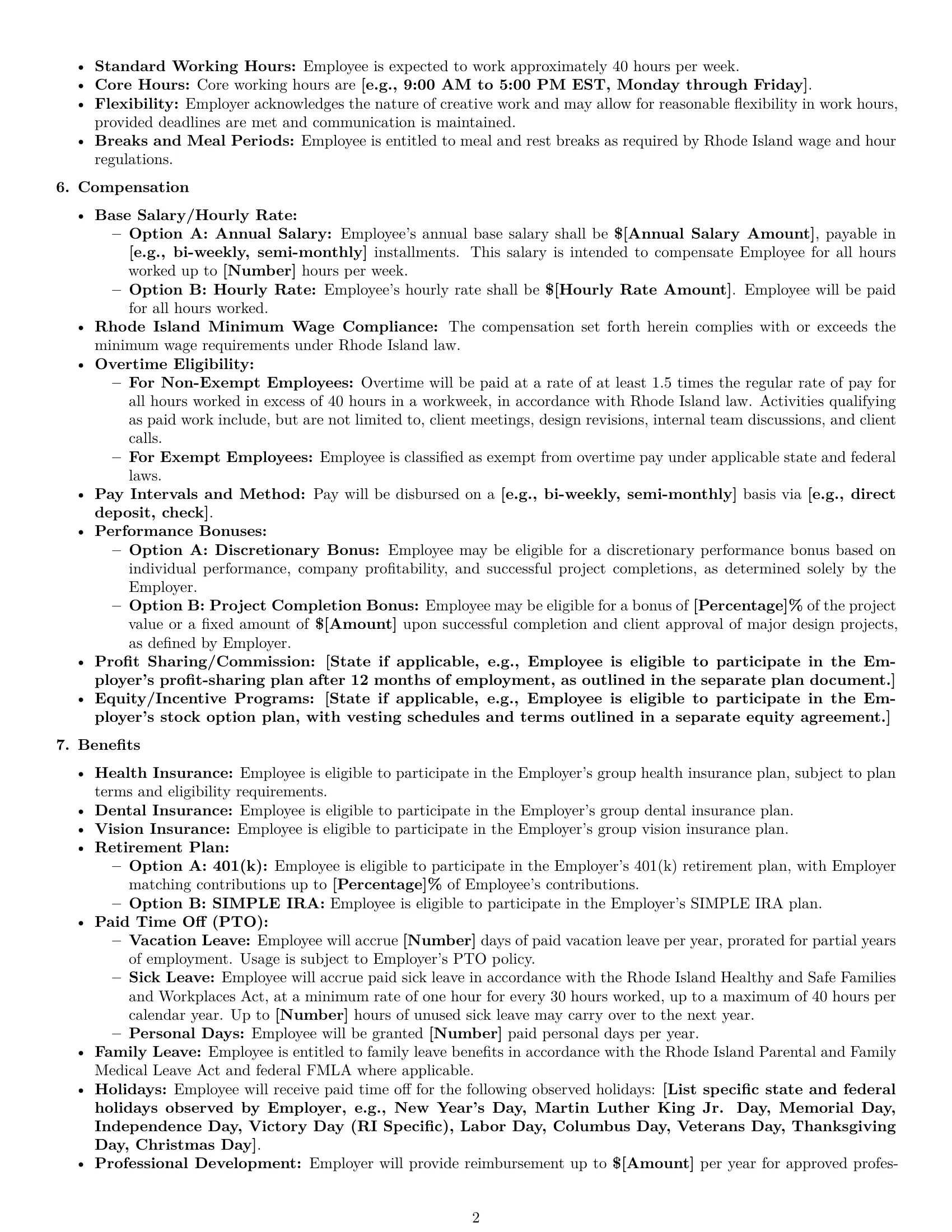 Preview page 2 of Pro Rhode Island graphic designer employment contract template