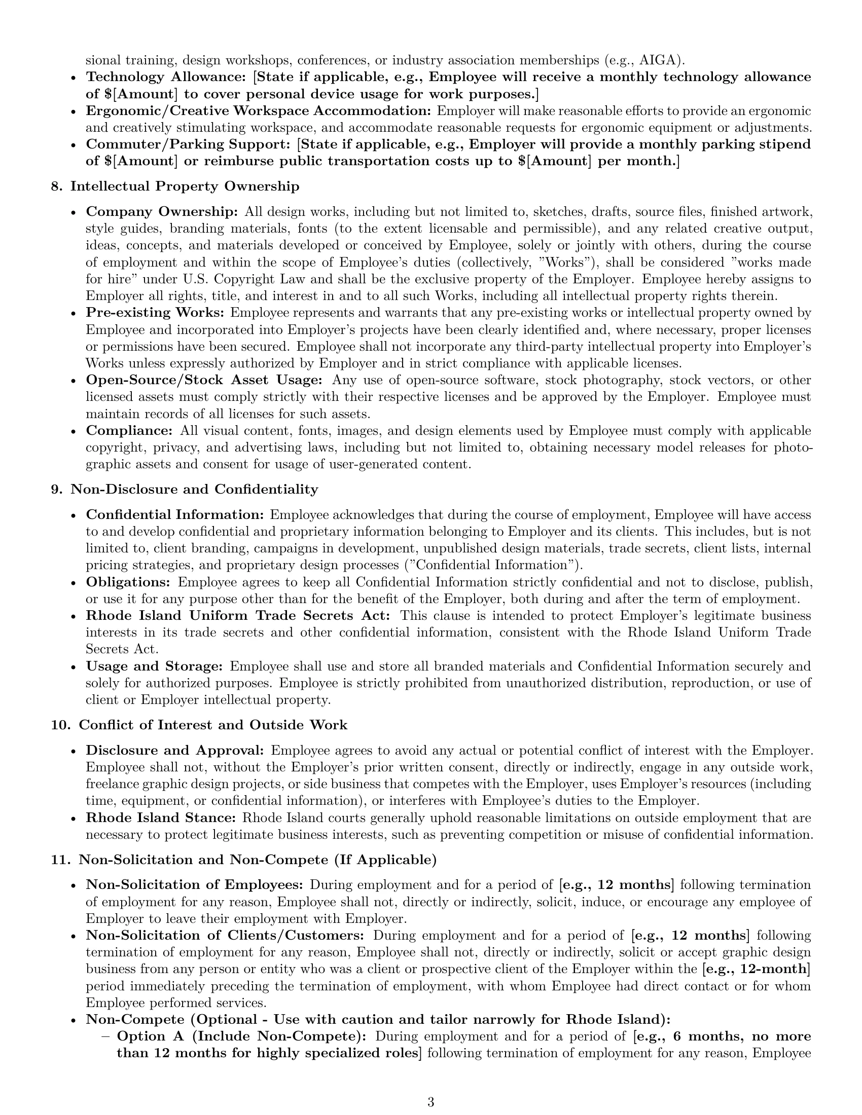Preview page 3 of Pro Rhode Island graphic designer employment contract template
