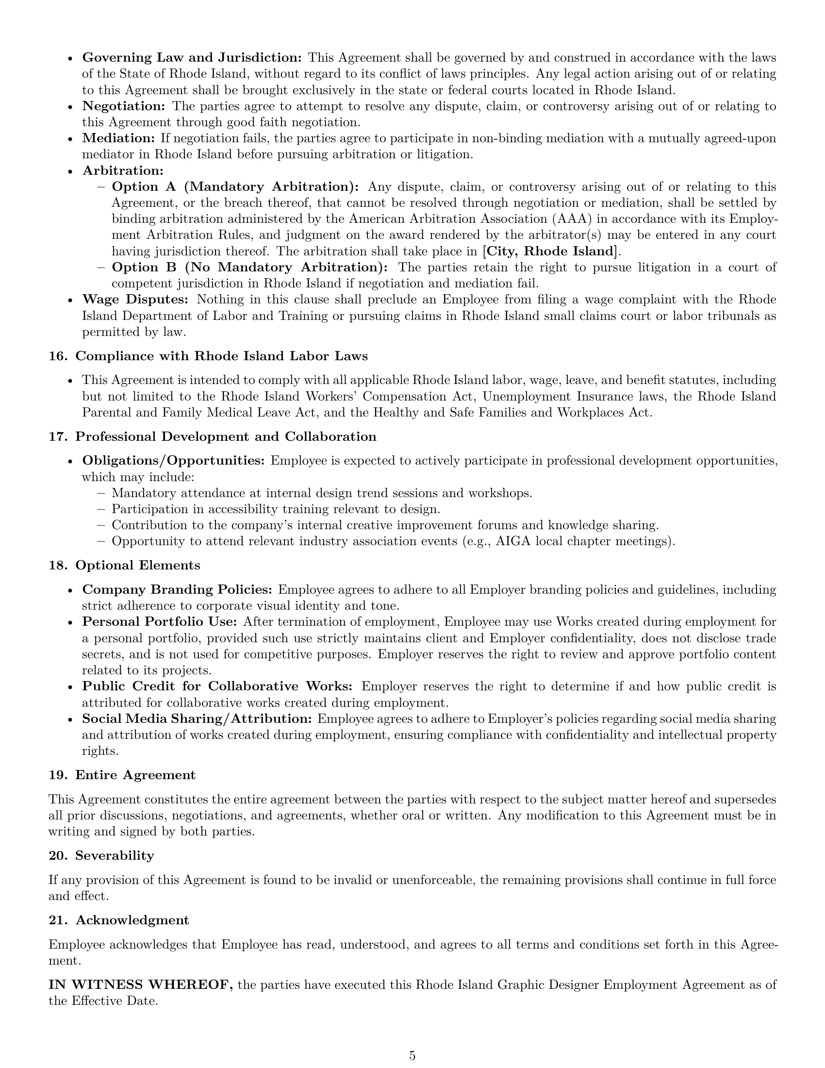 Preview page 5 of Pro Rhode Island graphic designer employment contract template