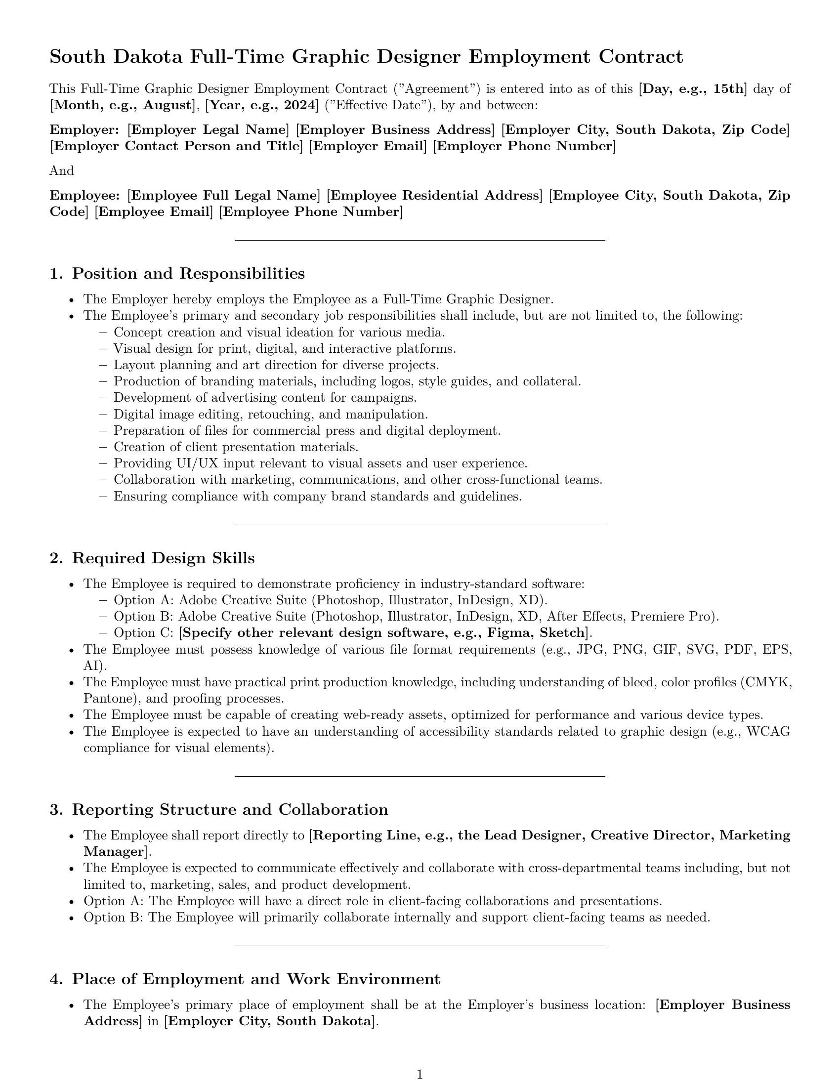 Preview page 1 of Pro South Dakota graphic designer employment contract template