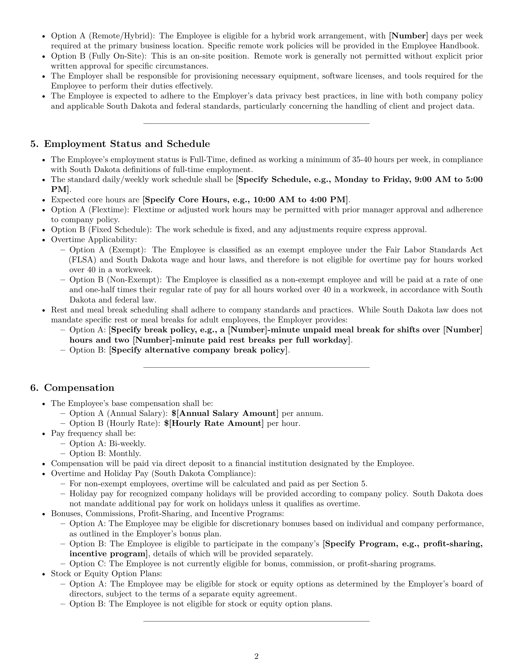 Preview page 2 of Pro South Dakota graphic designer employment contract template