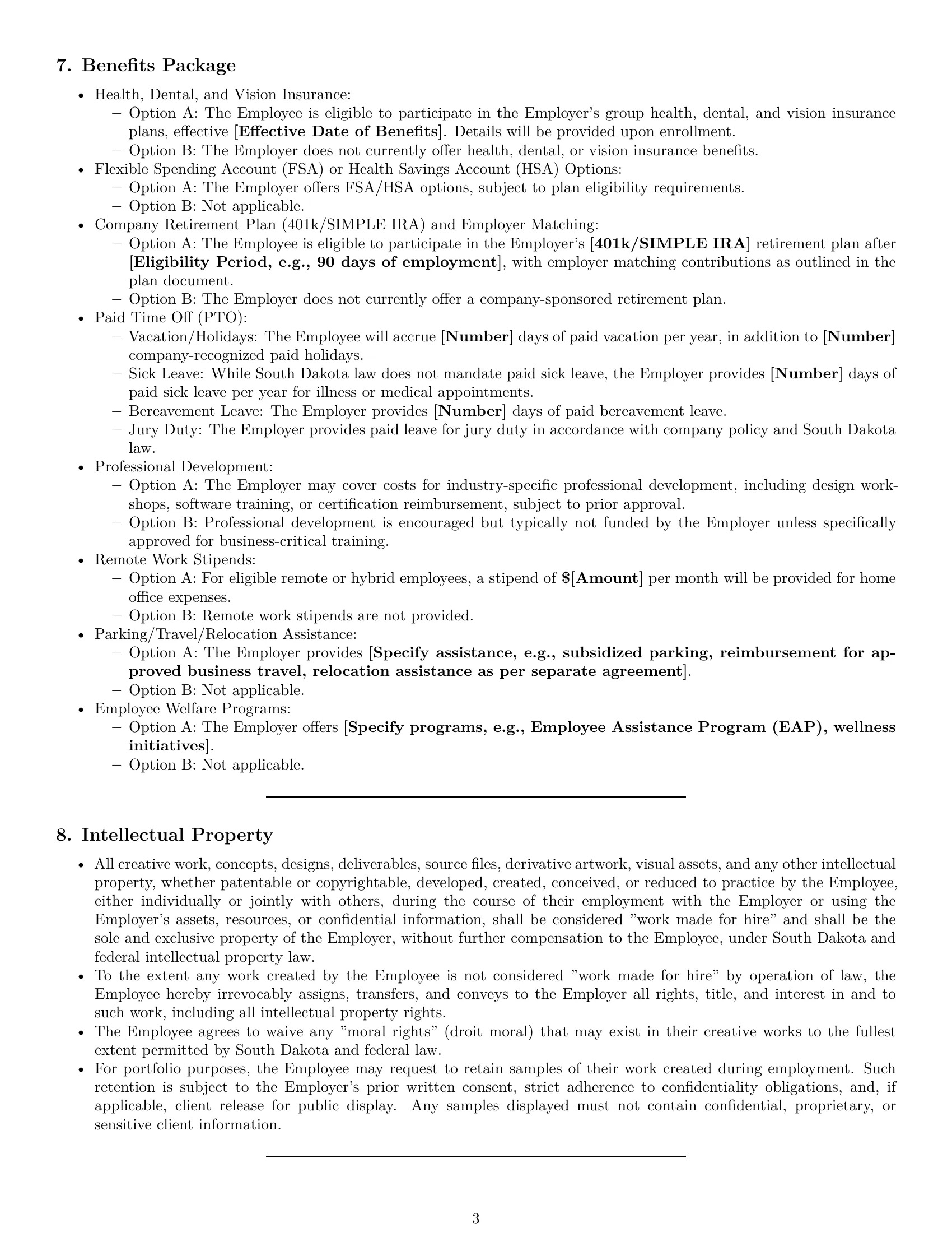 Preview page 3 of Pro South Dakota graphic designer employment contract template