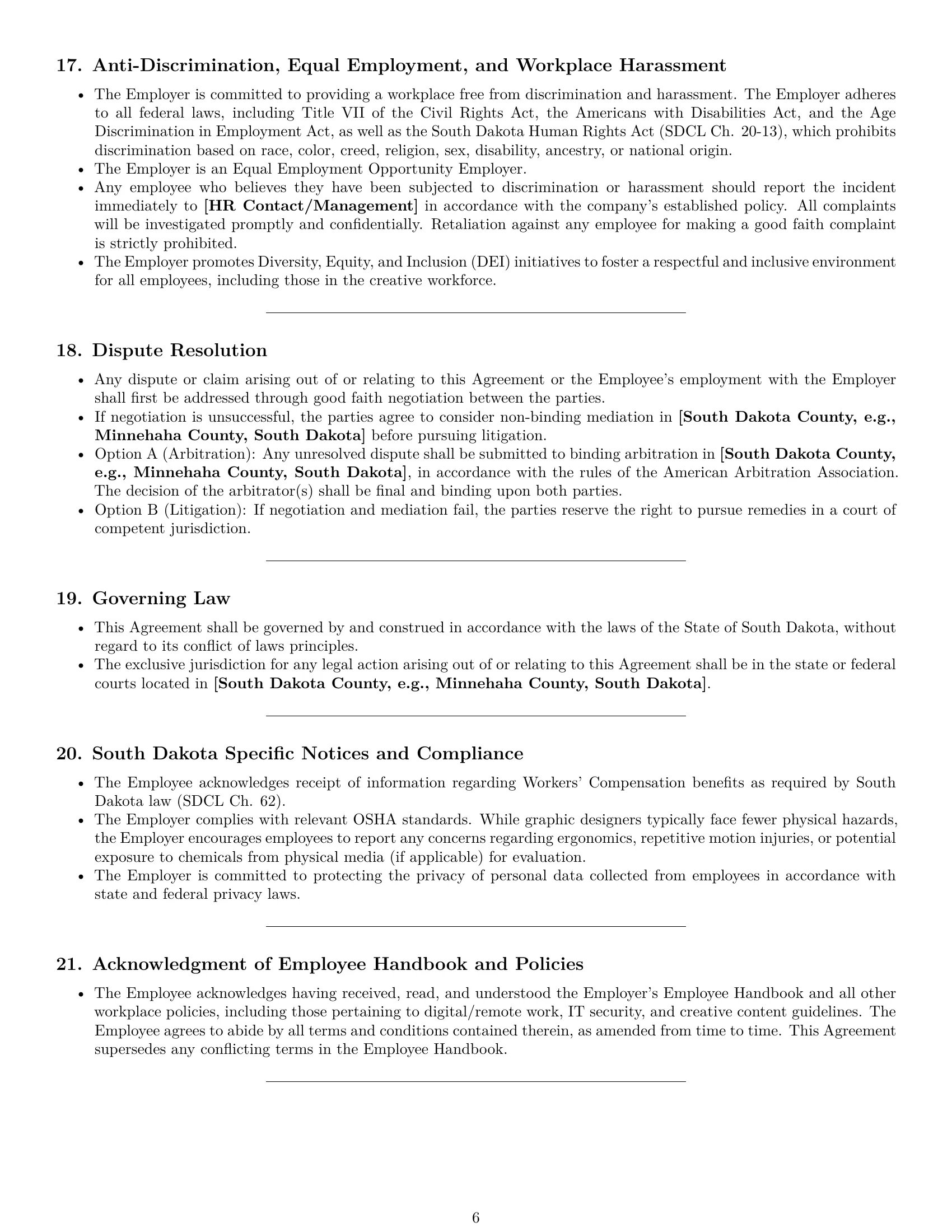Preview page 6 of Pro South Dakota graphic designer employment contract template
