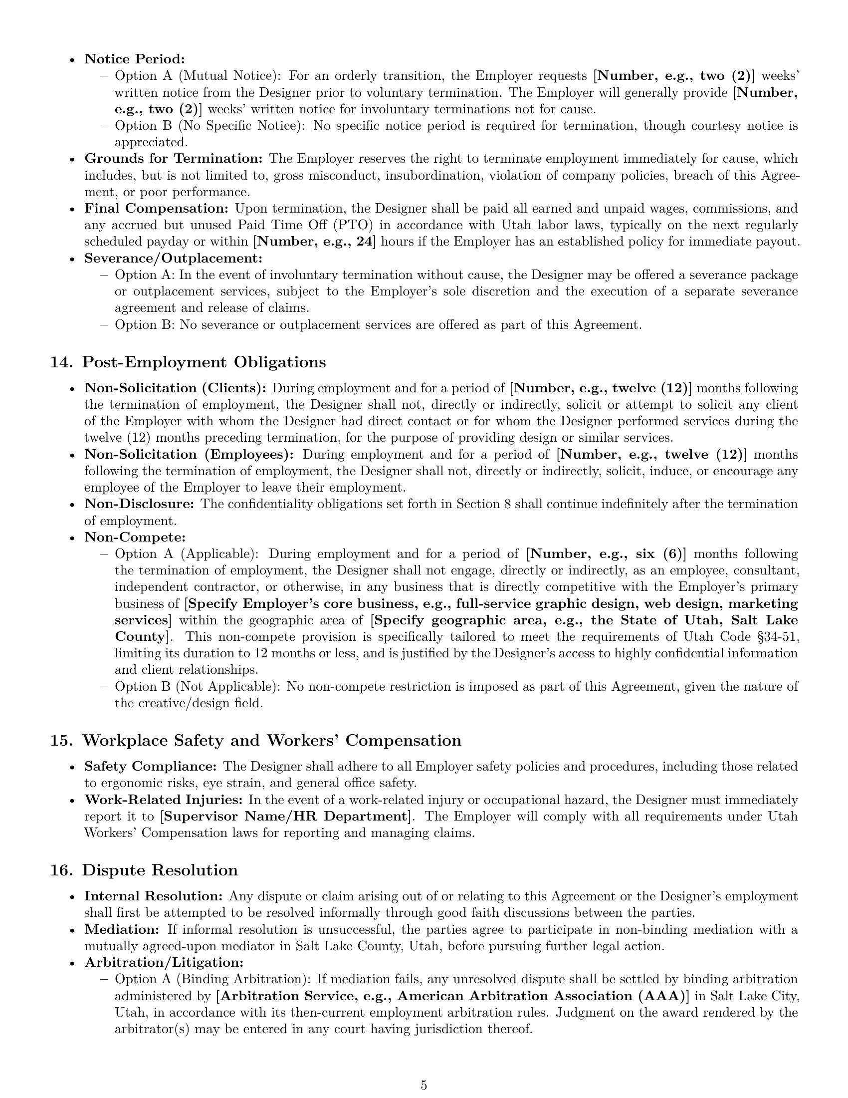 Preview page 5 of Pro Utah graphic designer employment contract template