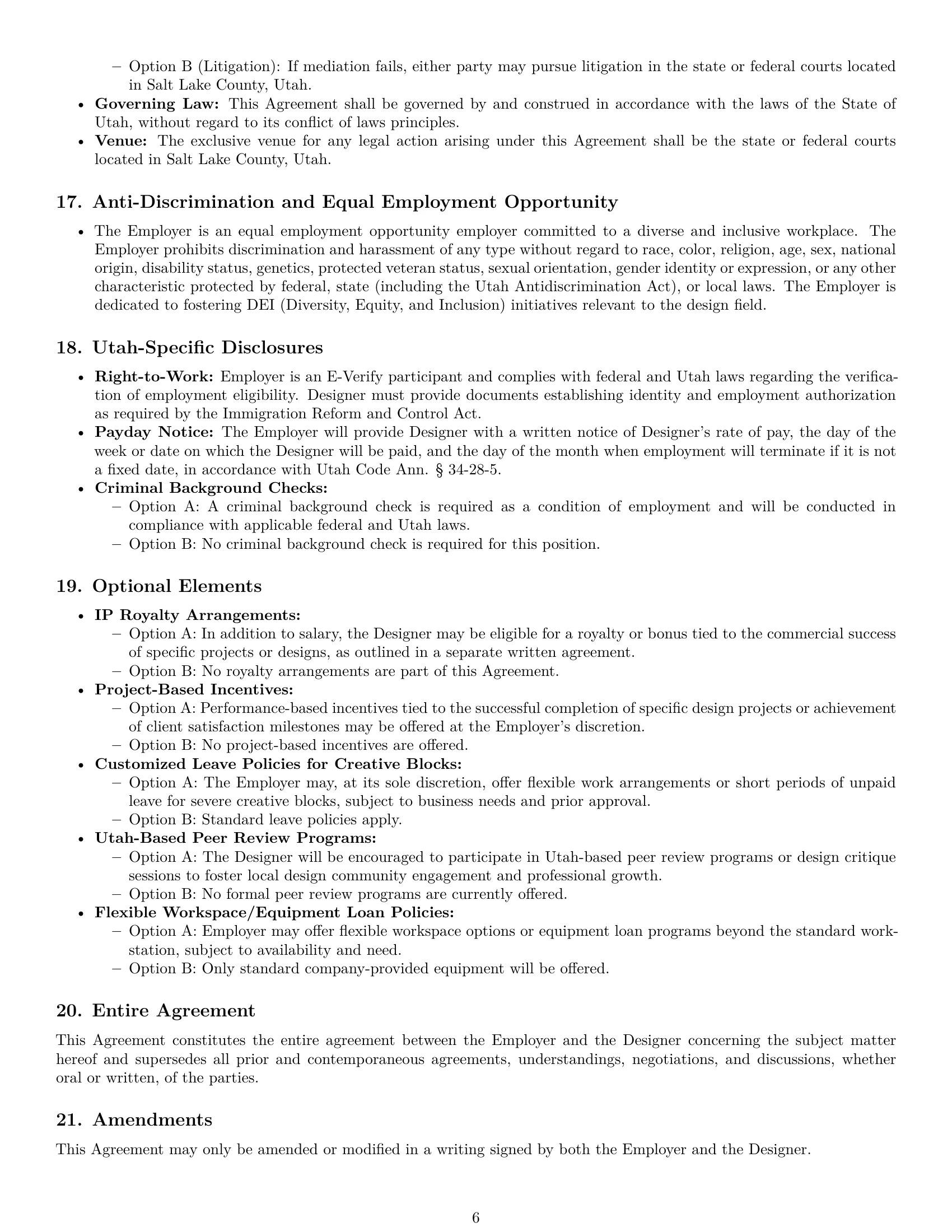 Preview page 6 of Pro Utah graphic designer employment contract template