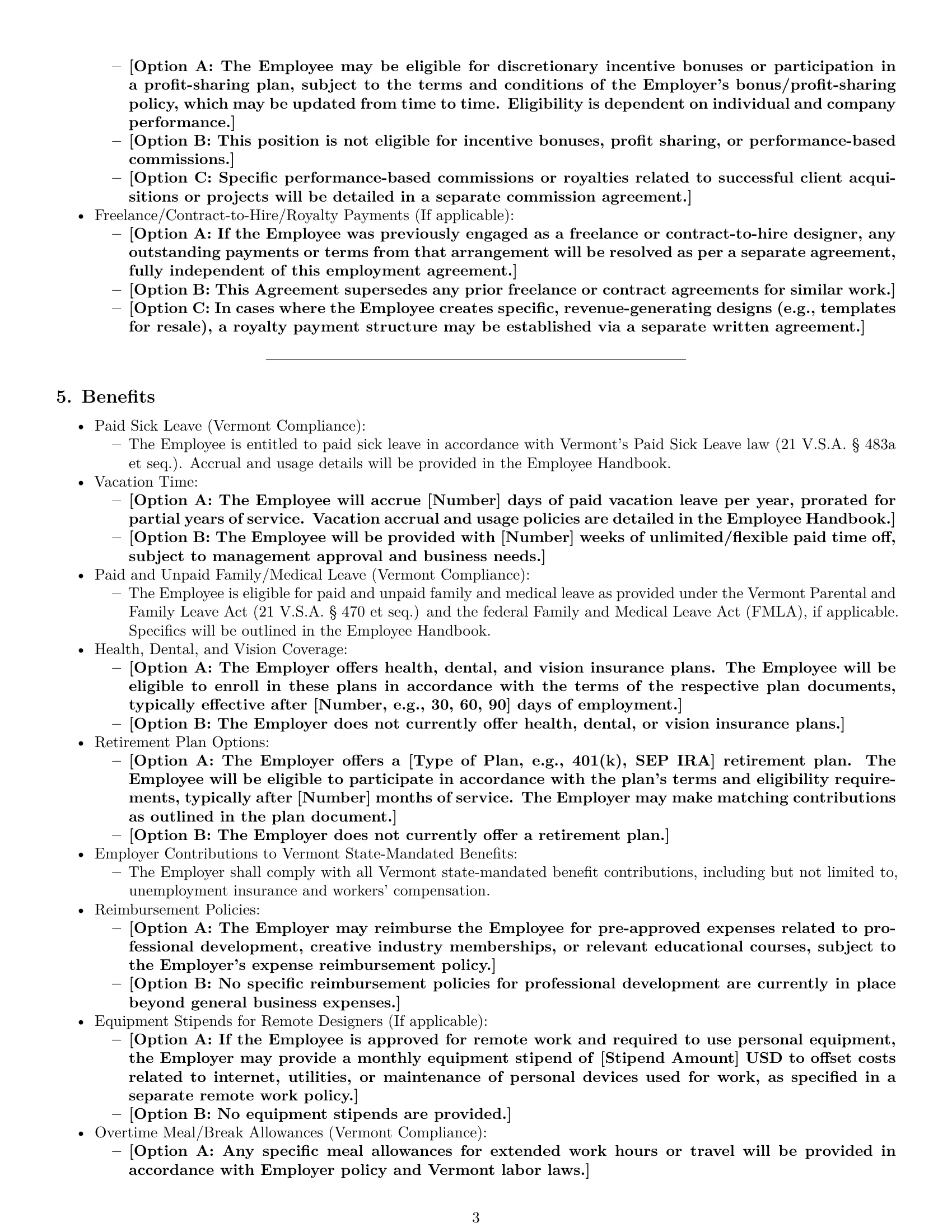 Preview page 3 of Pro Vermont graphic designer employment contract template